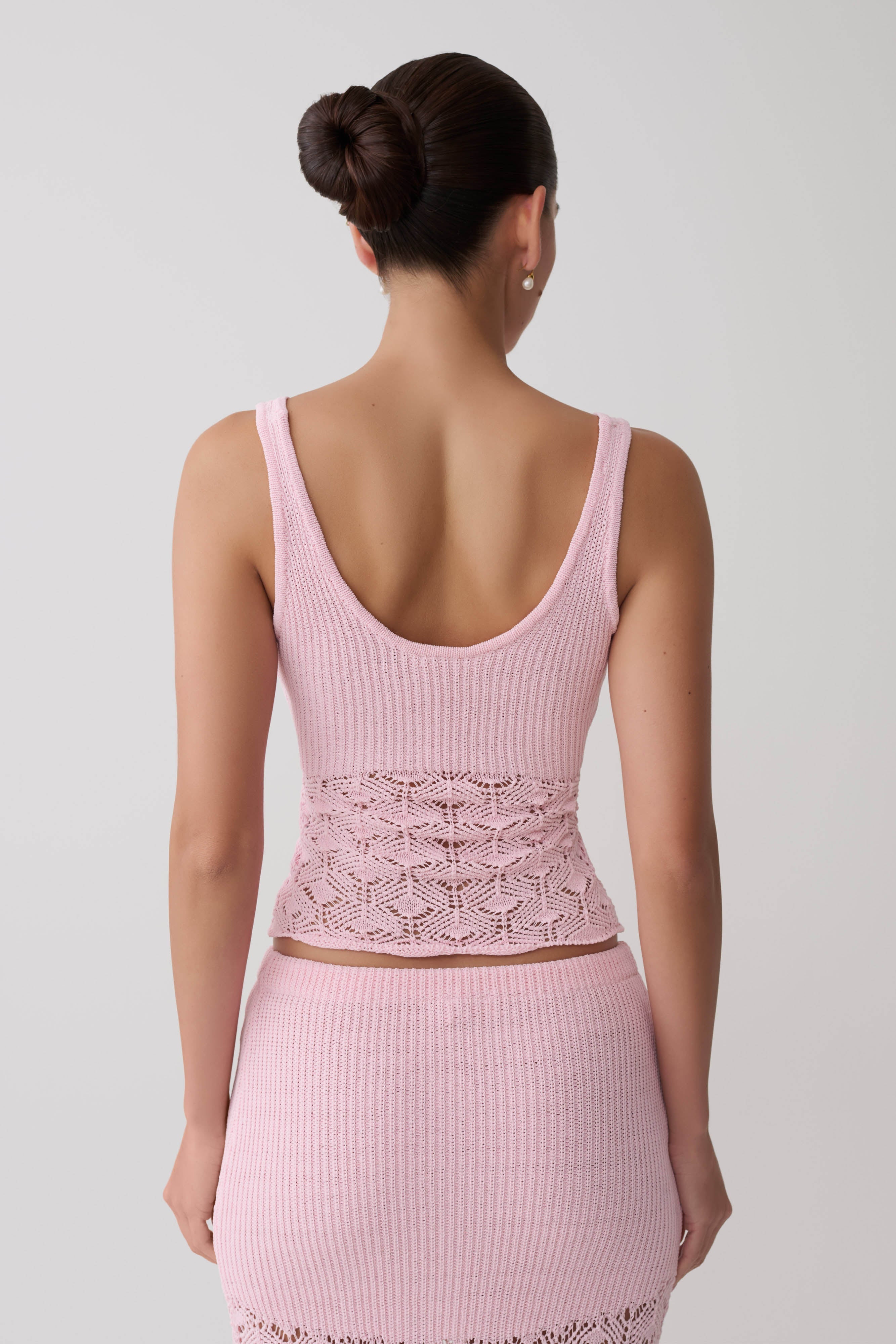 Atlantis Crochet Knit Top - Baby Pink