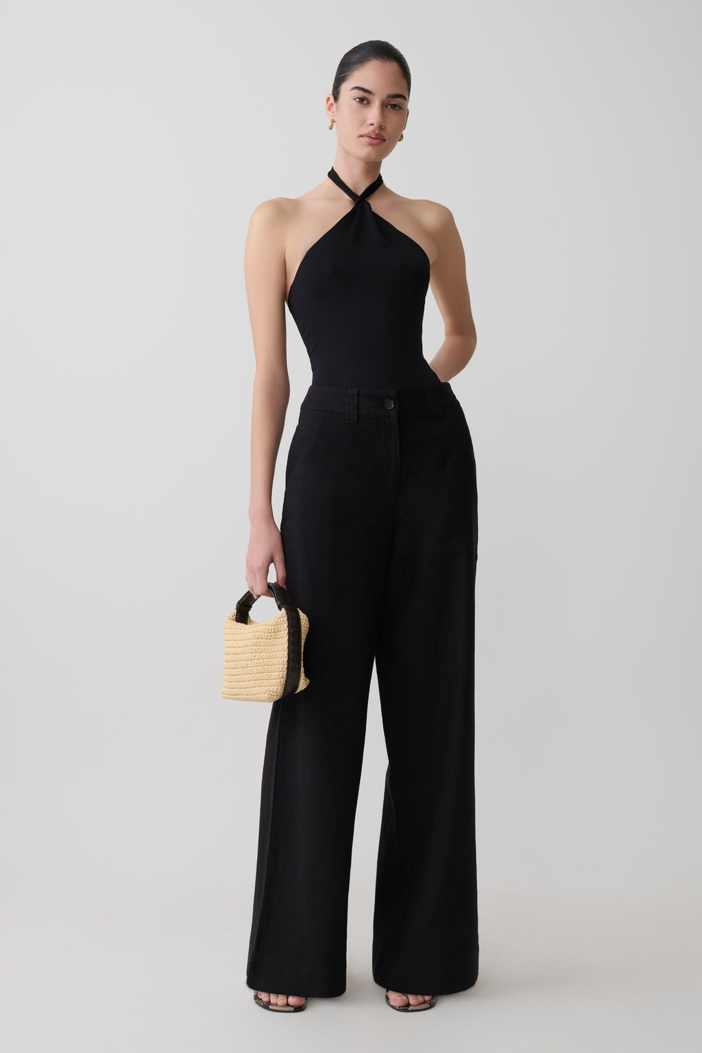 Bambi Twisted Neck Bodysuit - Black