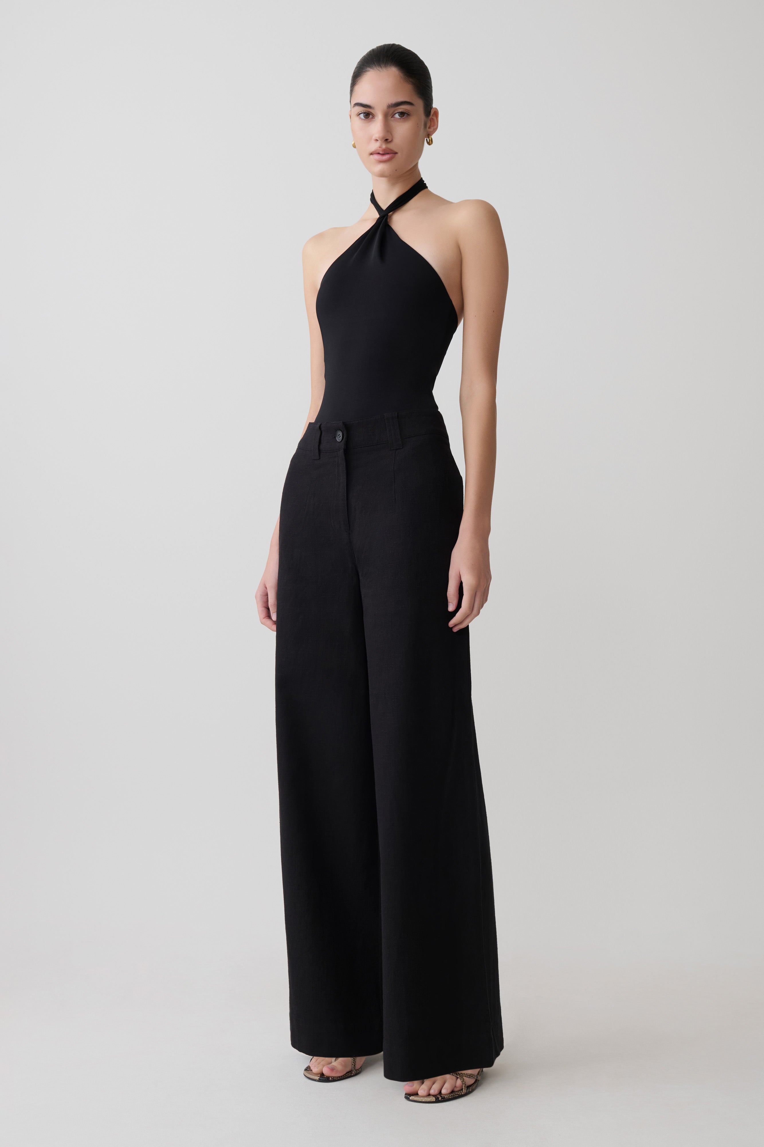 Bambi Twisted Neck Bodysuit - Black