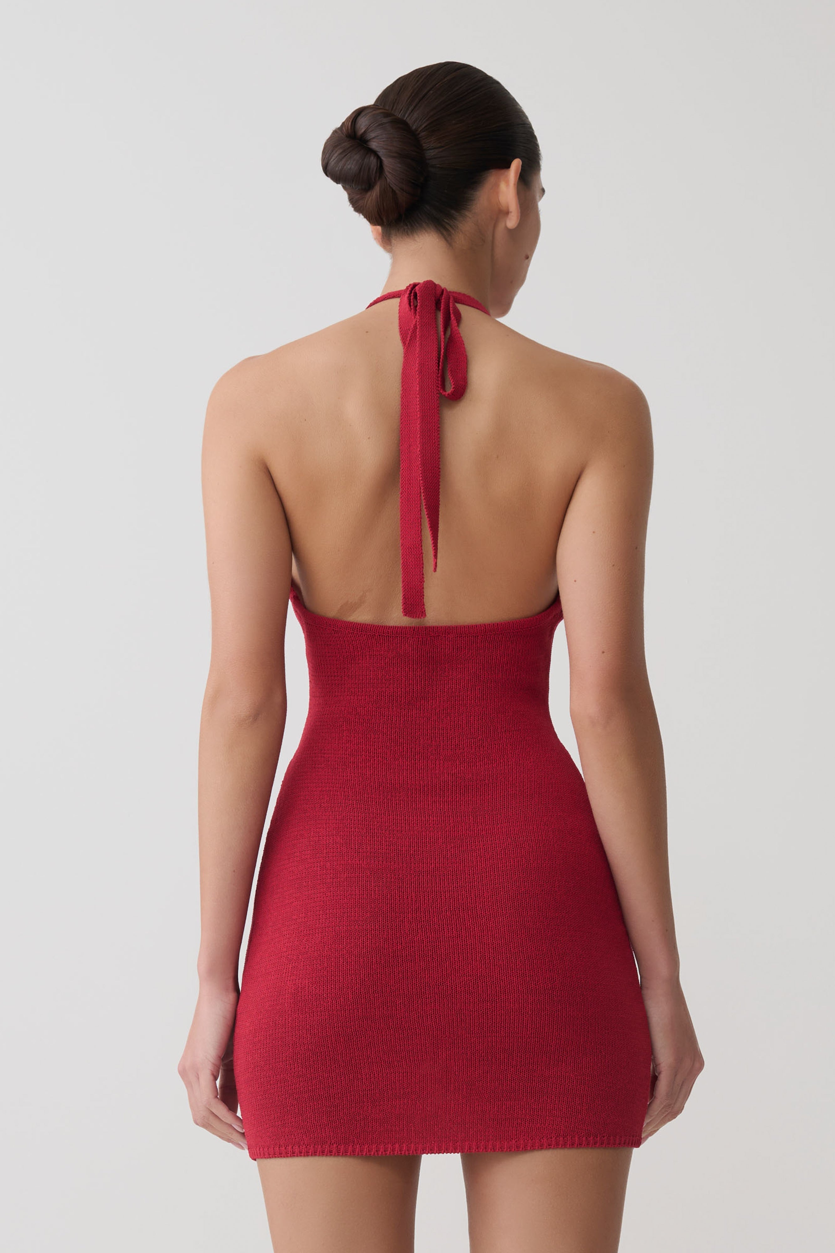 Bohdie Crochet Halter Mini Dress - Pomegranate