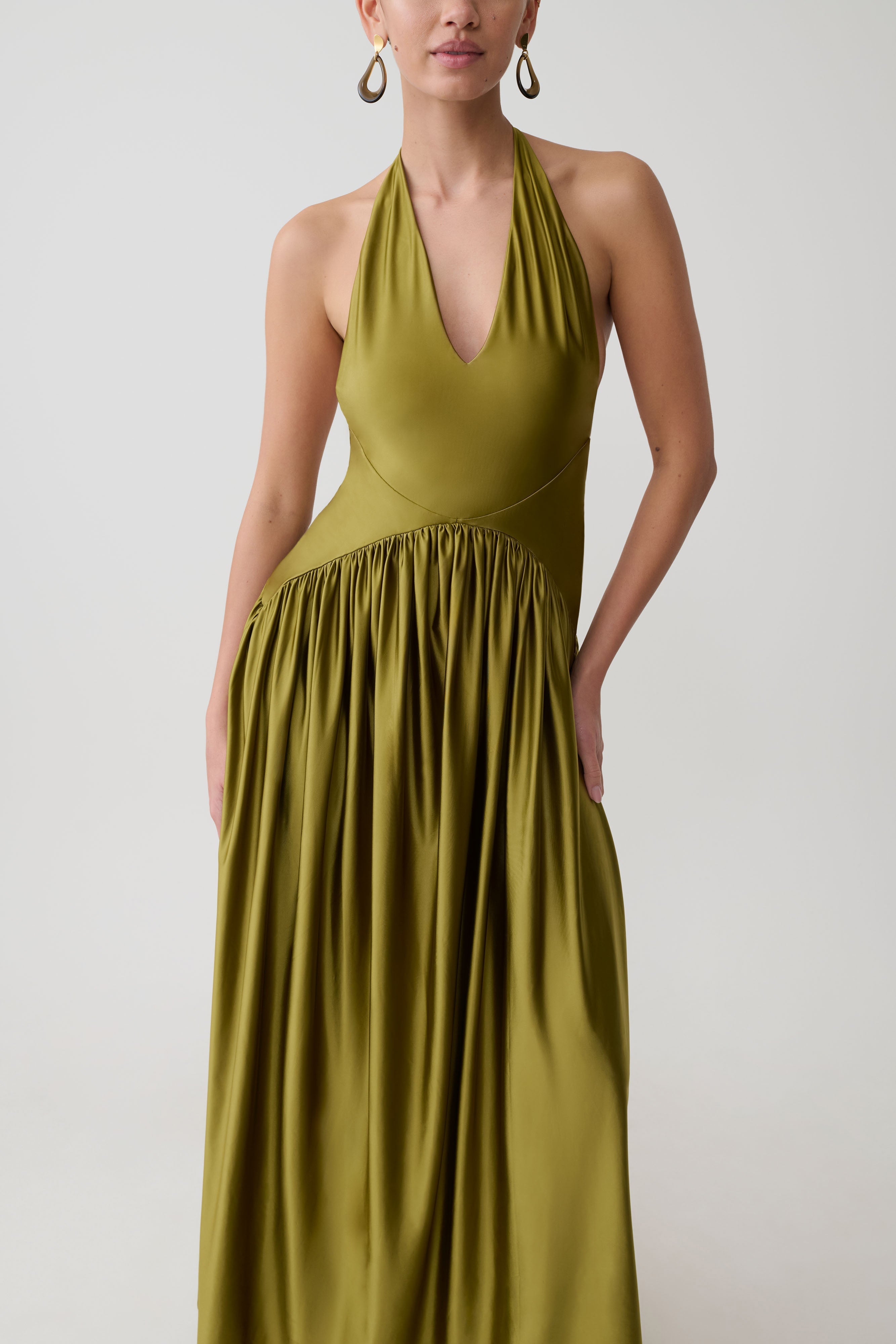 Cypress Halter Maxi Dress - Olive