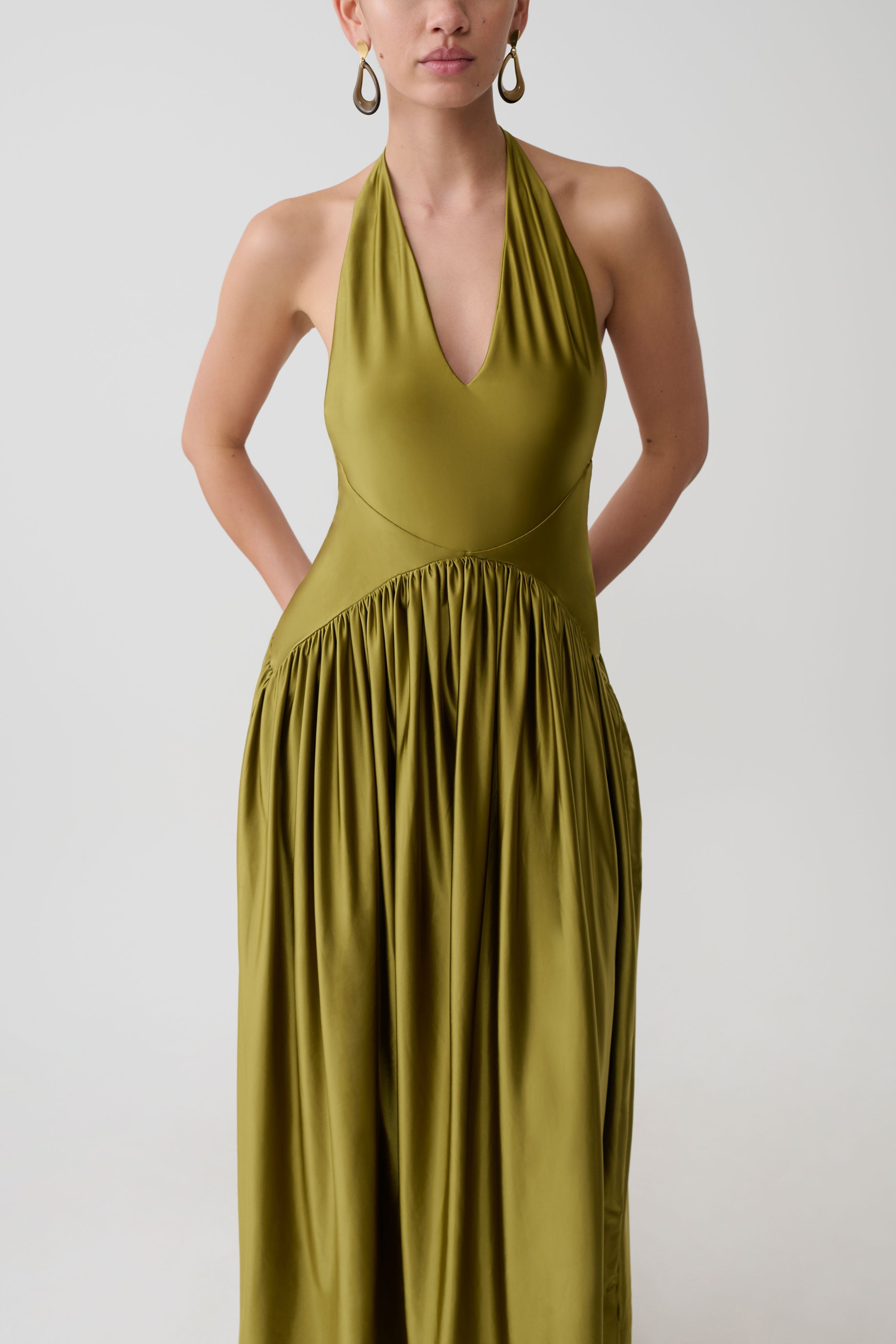 Cypress Halter Maxi Dress - Olive