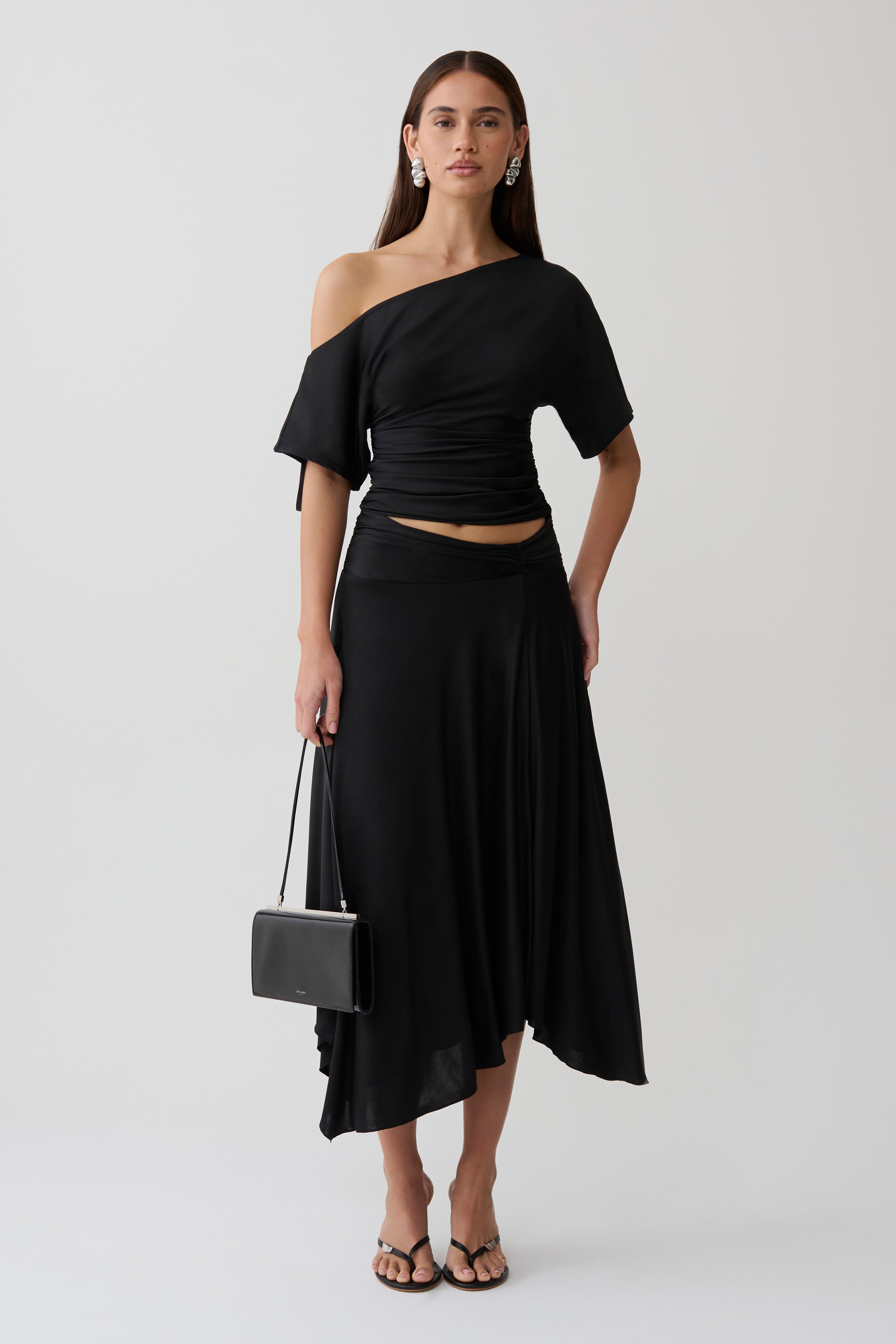 Luu Slinky Midi Skirt - Black