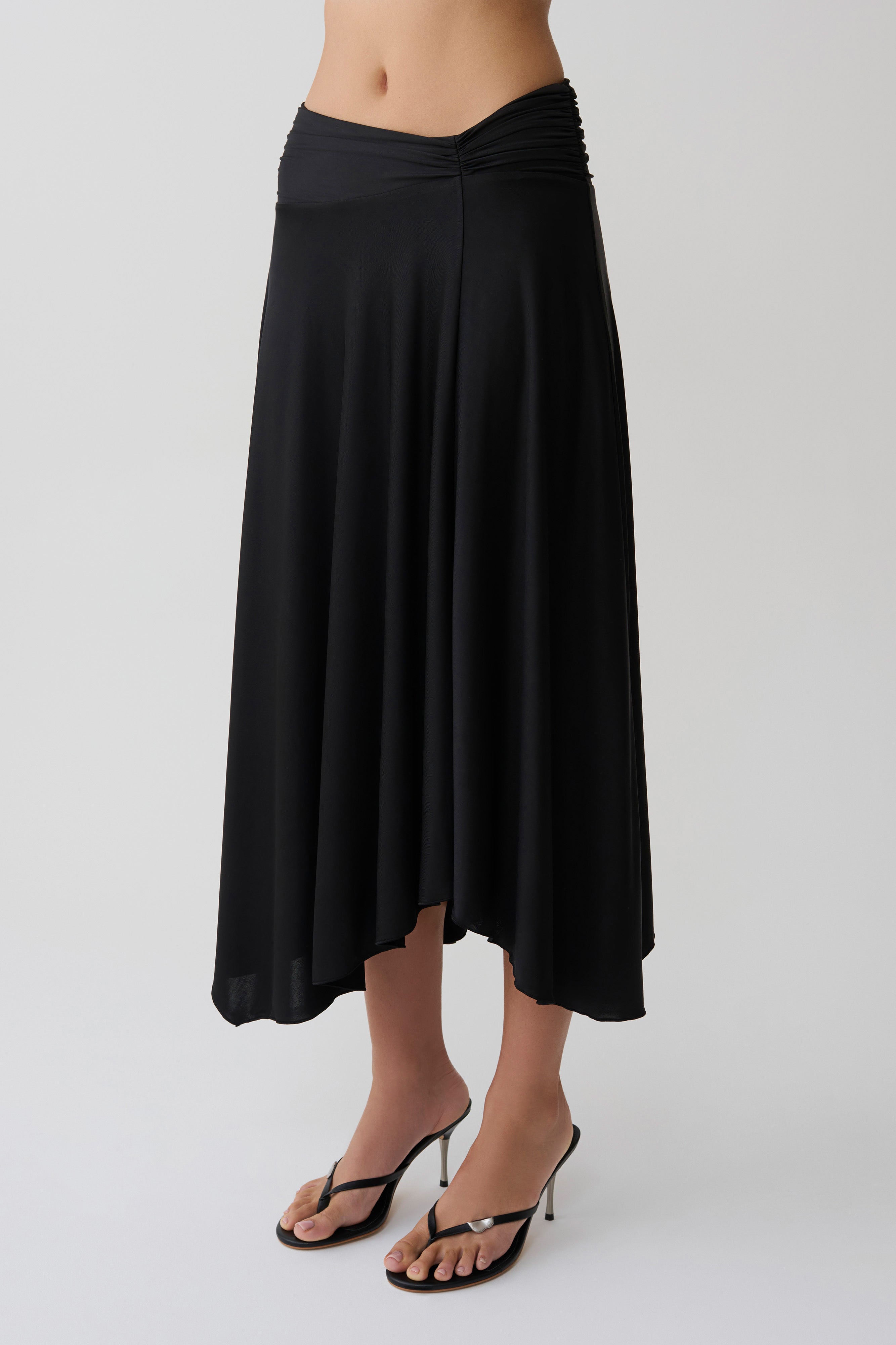Luu Slinky Midi Skirt - Black