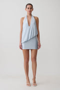 Arabel Draped Halter Mini Dress - Pale Blue