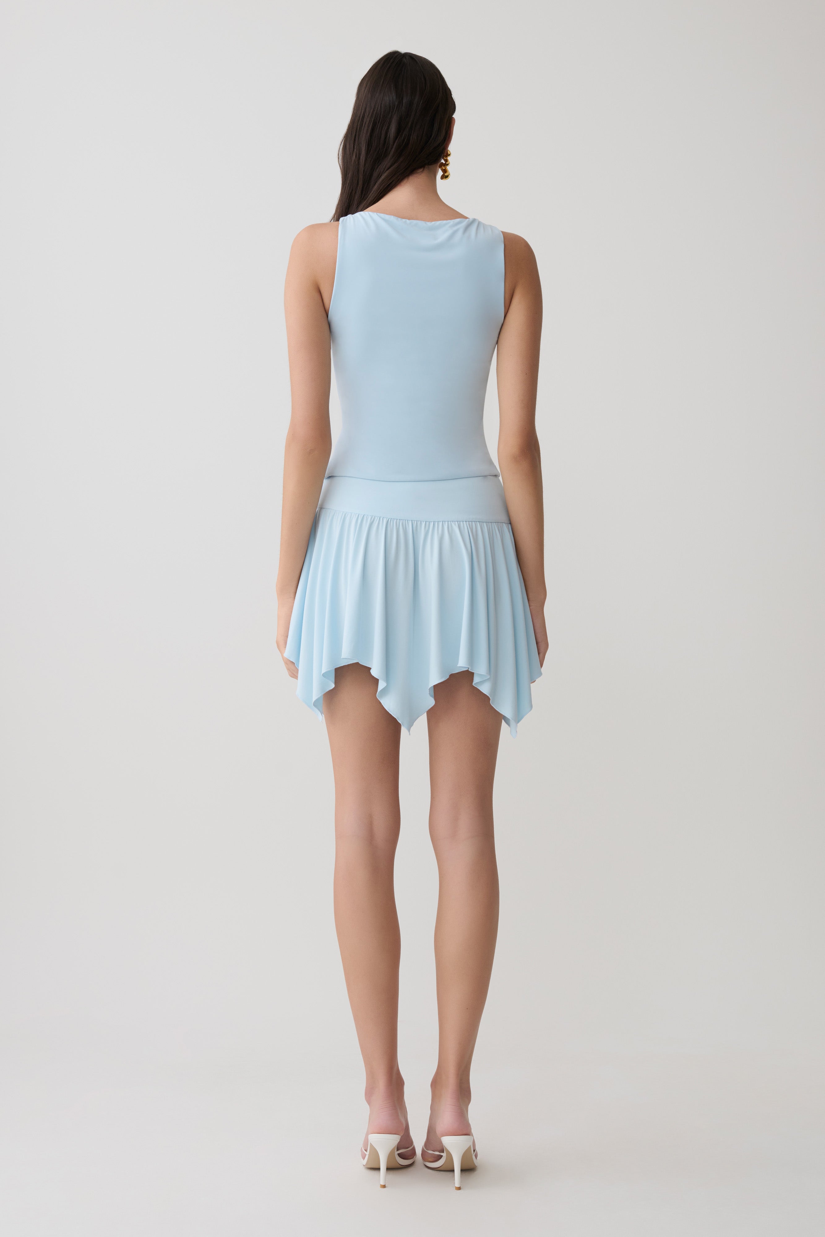 Ambrose Hankie Mini Skirt - Pale Blue