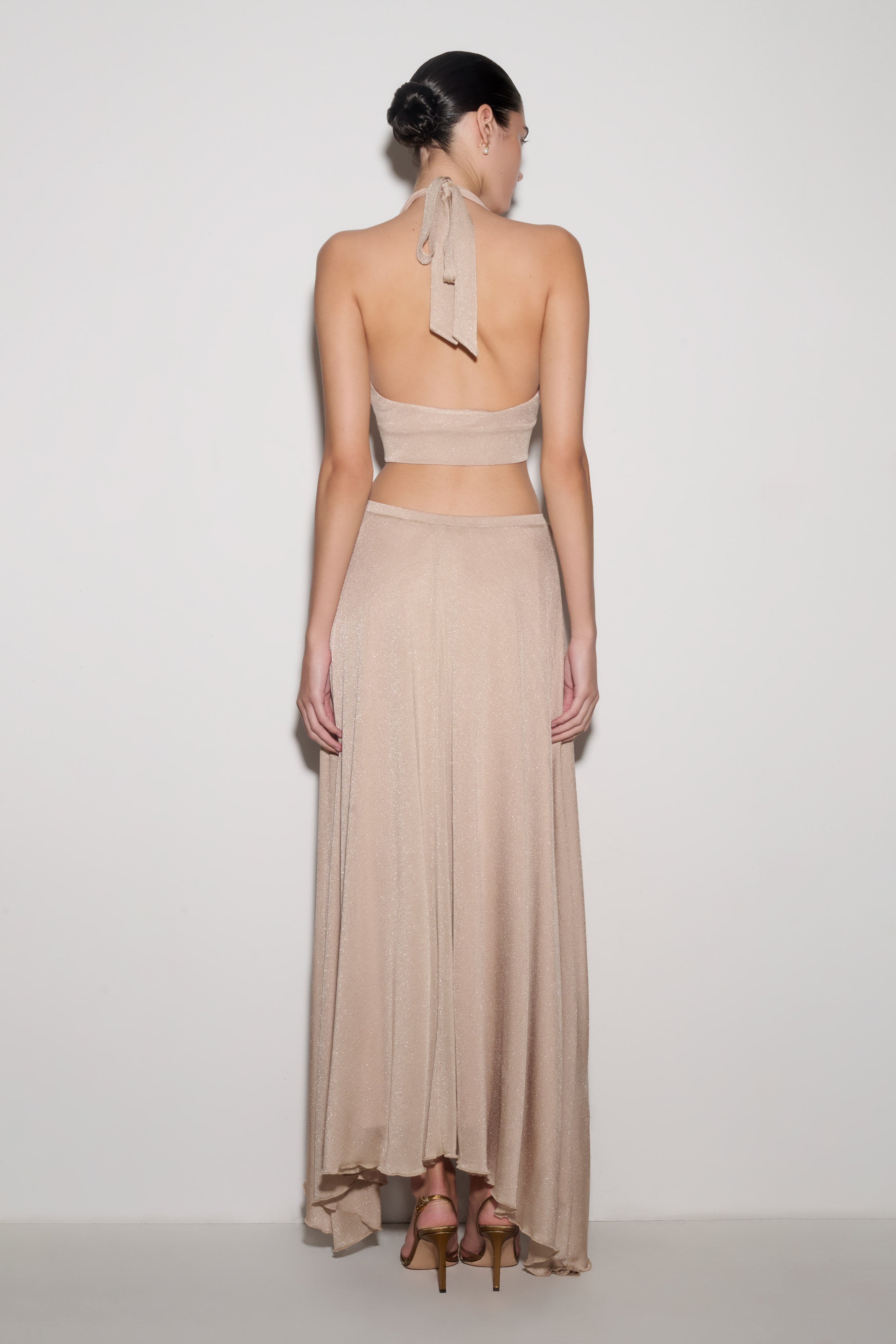 Nola Lurex Maxi Skirt - Gold