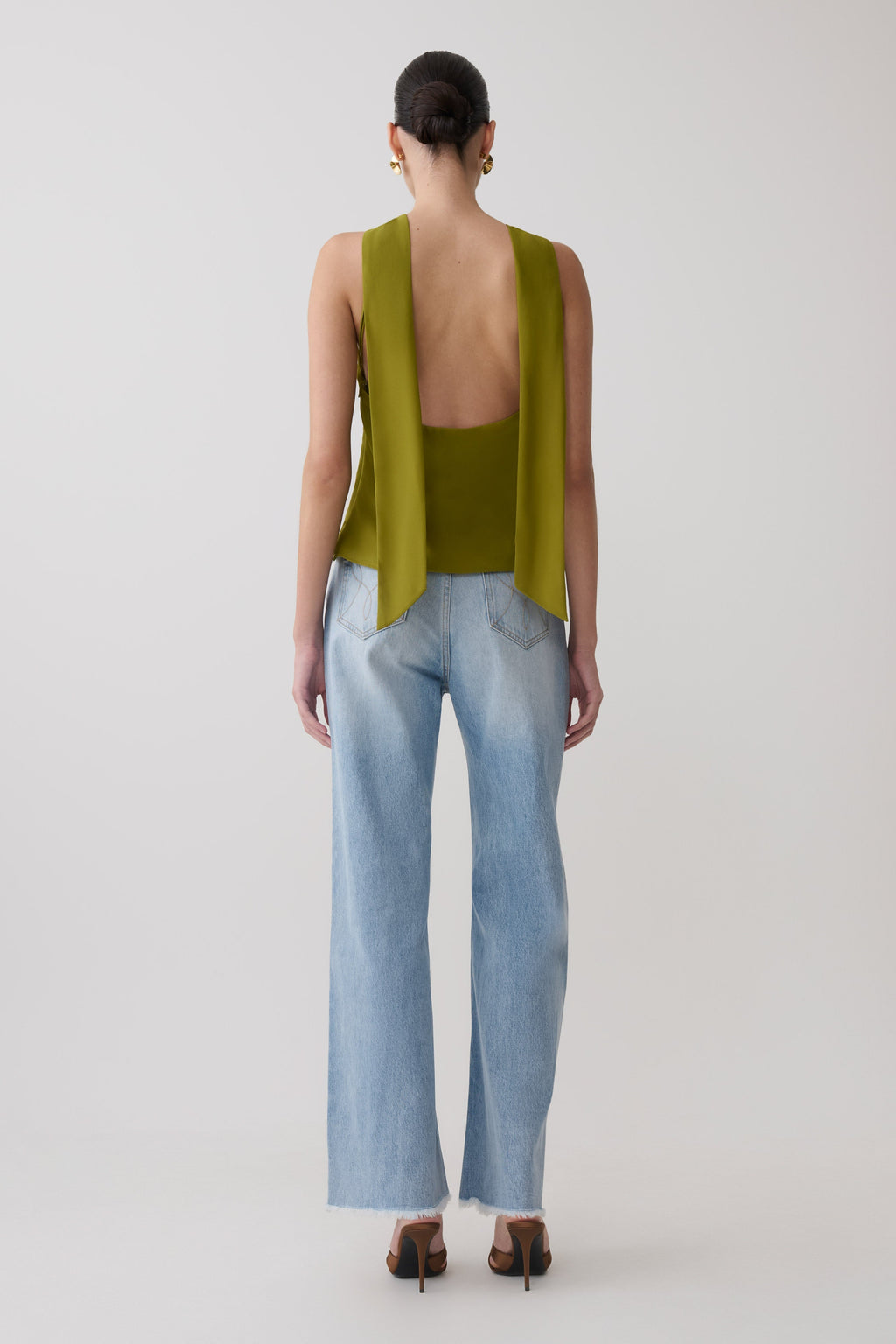 Nora Halter Chiffon Top - Olive
