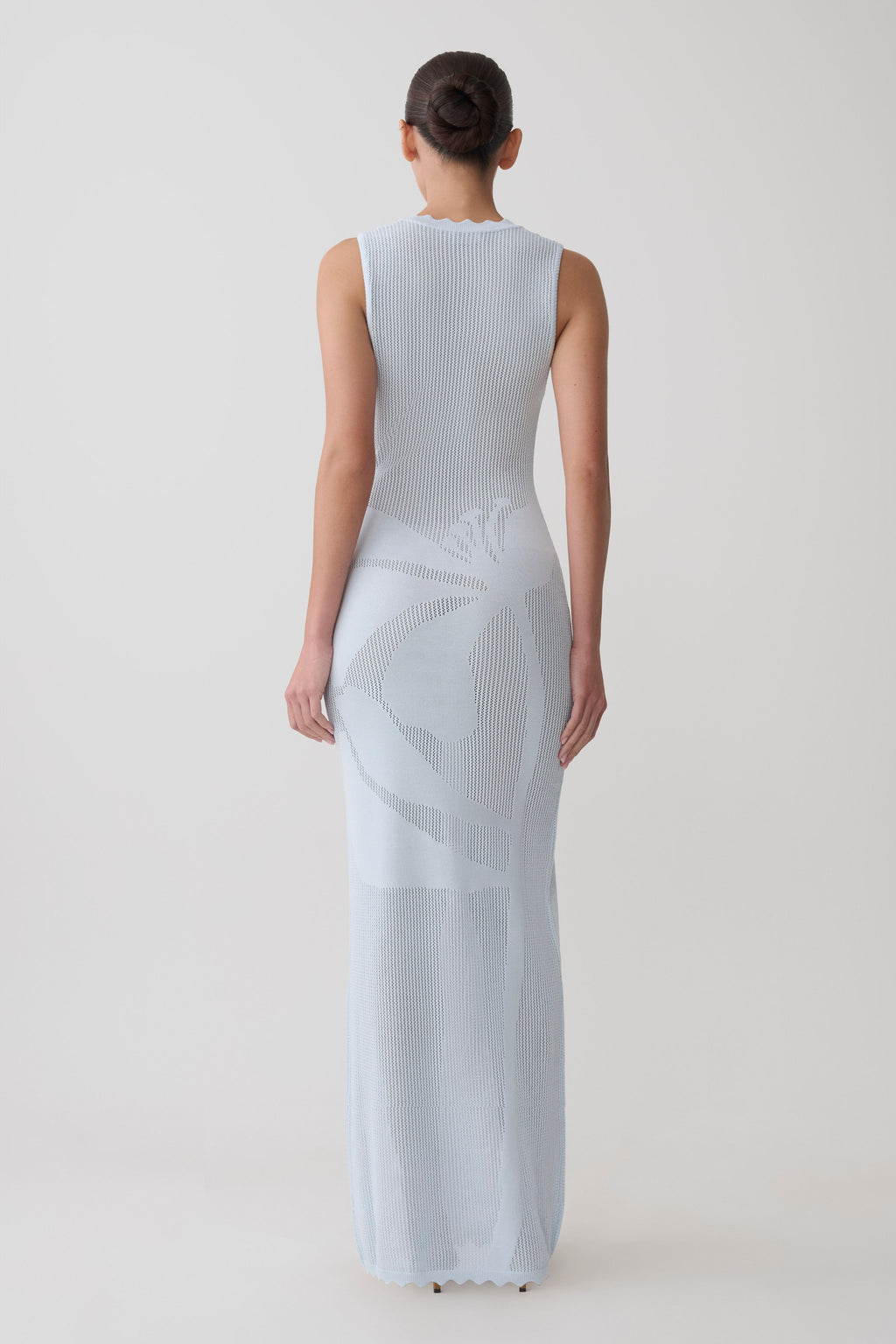 Pippa Floral Knit Maxi Dress - Light Blue