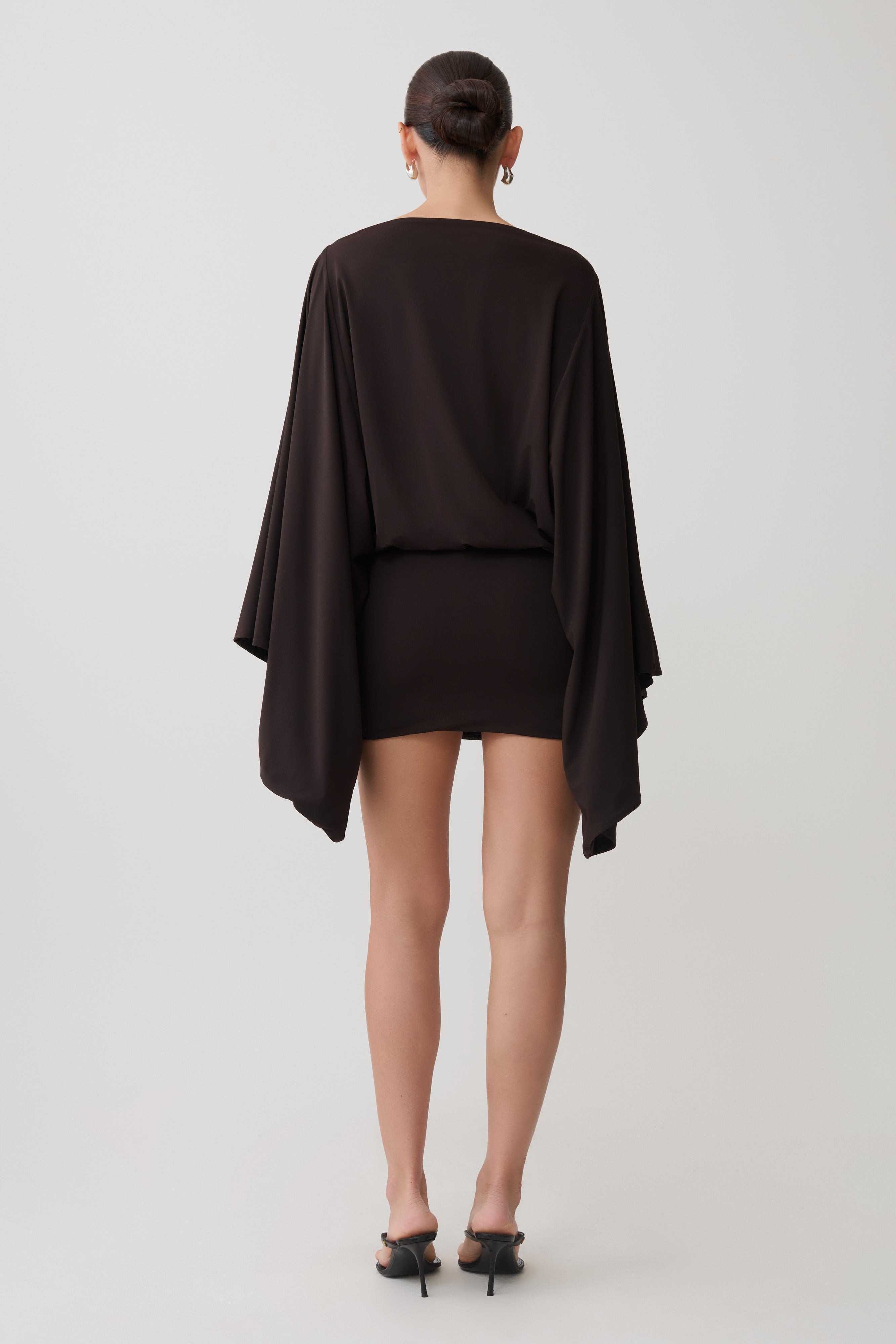 Jessy Draped Mini Dress - Dark Chocolate
