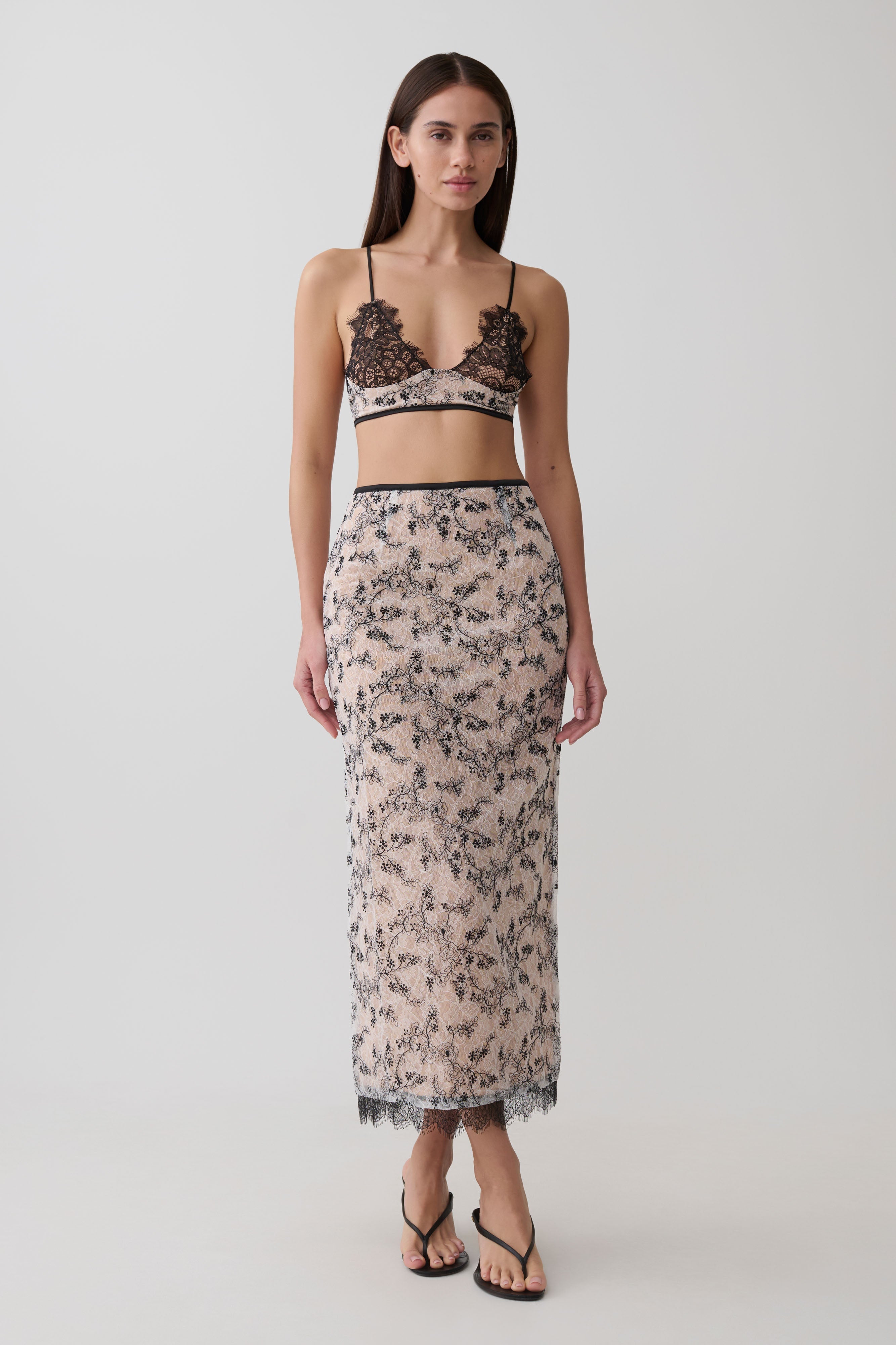 Kimberly Lace Sleeveless Crop Top - Nude Lace