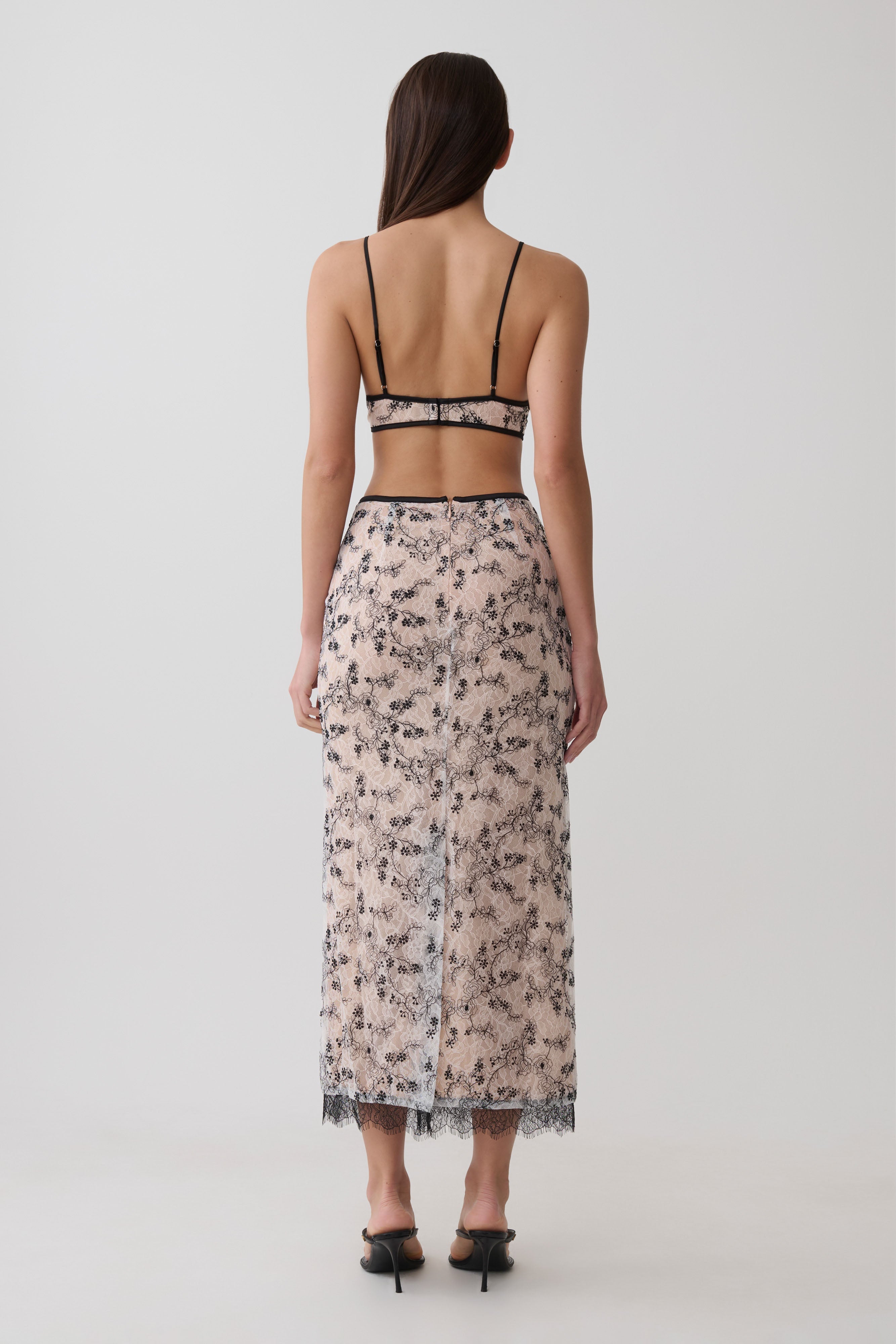 Kimberly Lace Sleeveless Crop Top - Nude Lace