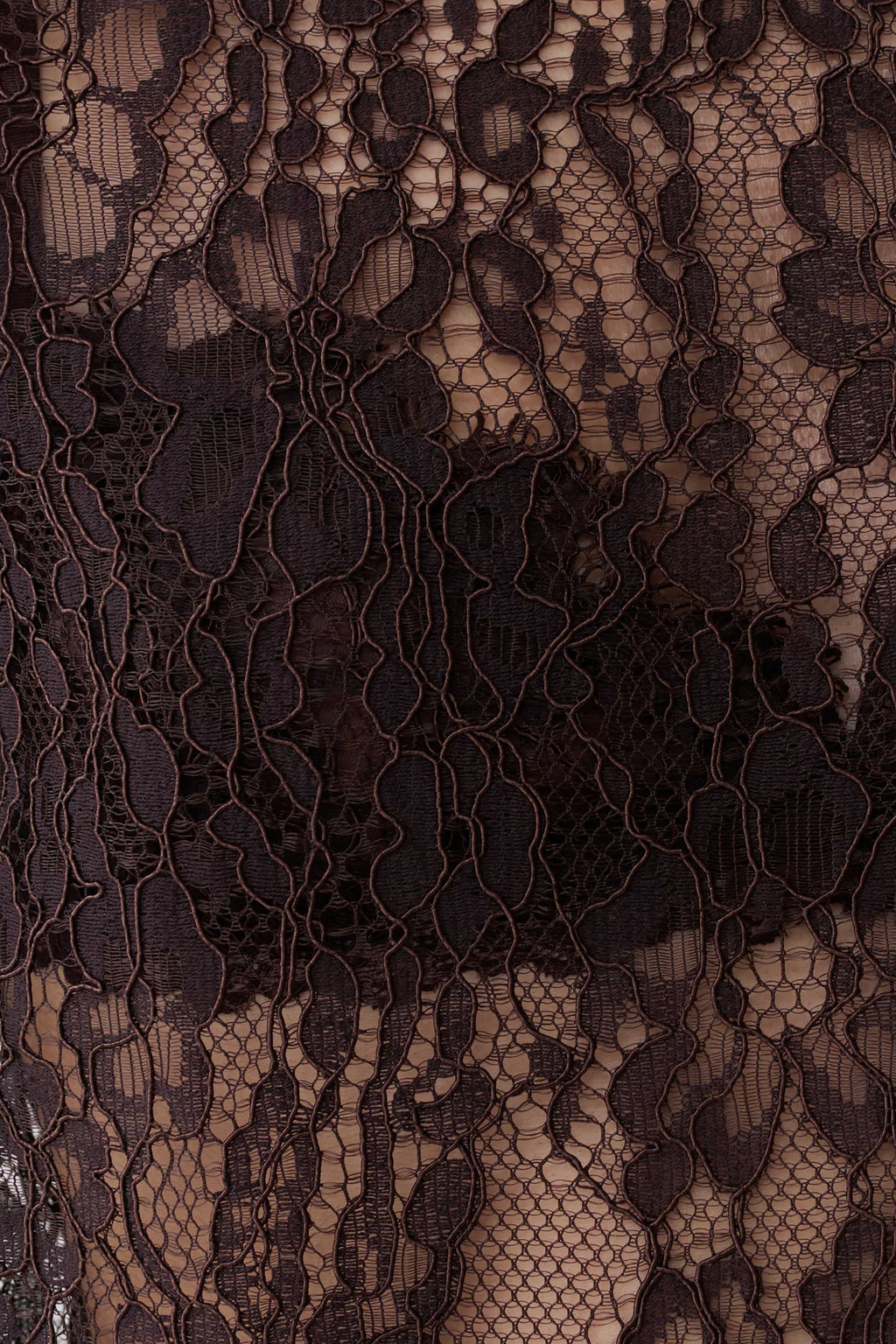 Harlyn Shoulder Pad Short Sleeve Lace Top - Dark Chocolate