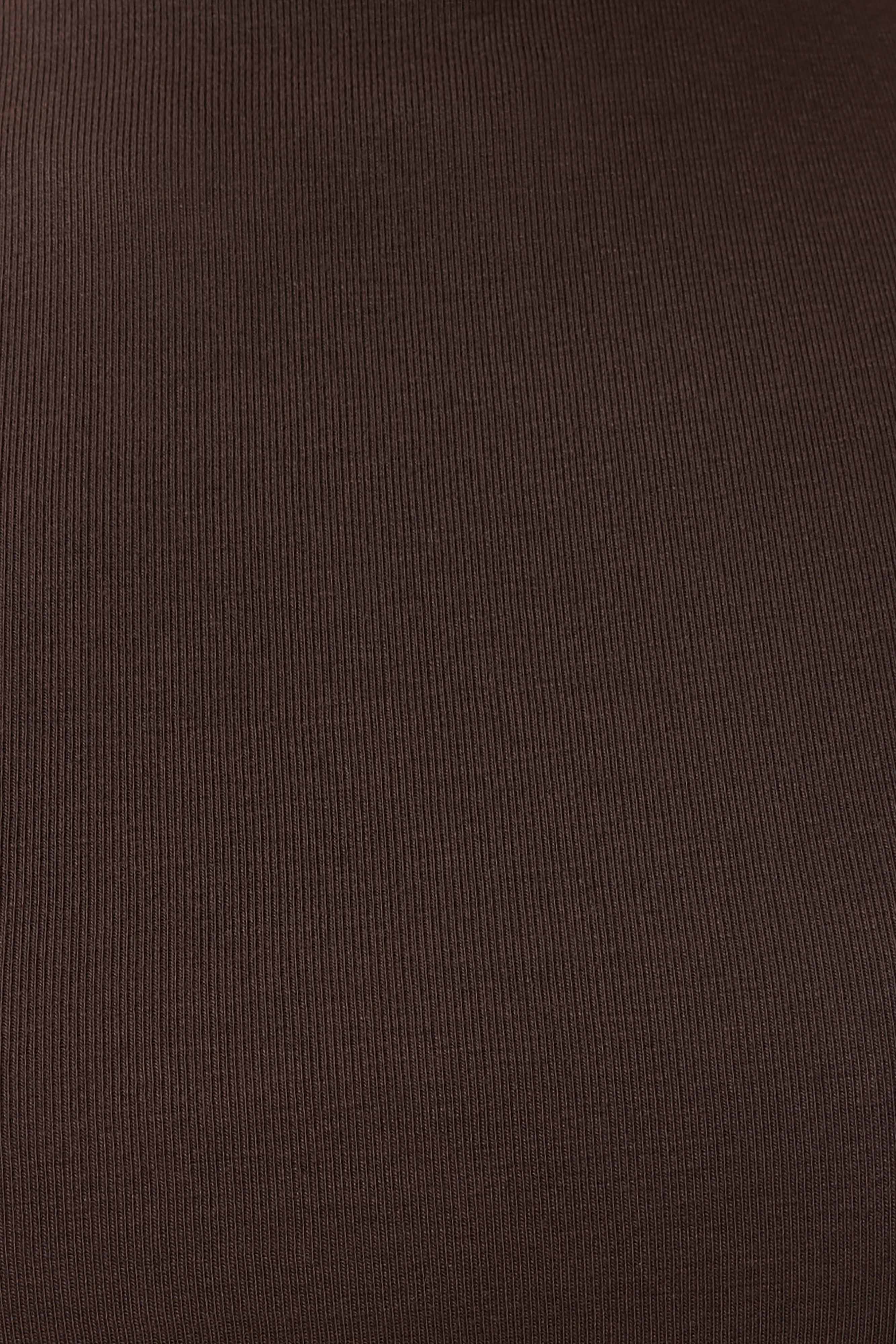 Anfie High Neck Top With Piping Detail - Dark Chocolate