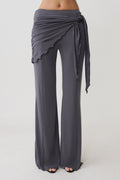 Anfie Straight Leg Pants With Waist Wrap - Grey