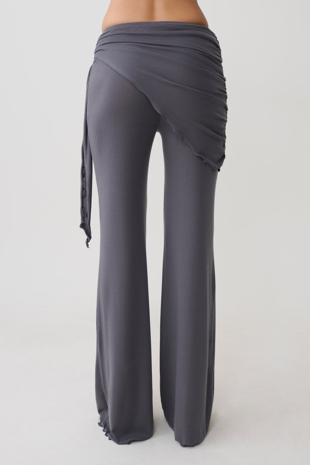 Anfie Straight Leg Pants With Waist Wrap - Grey