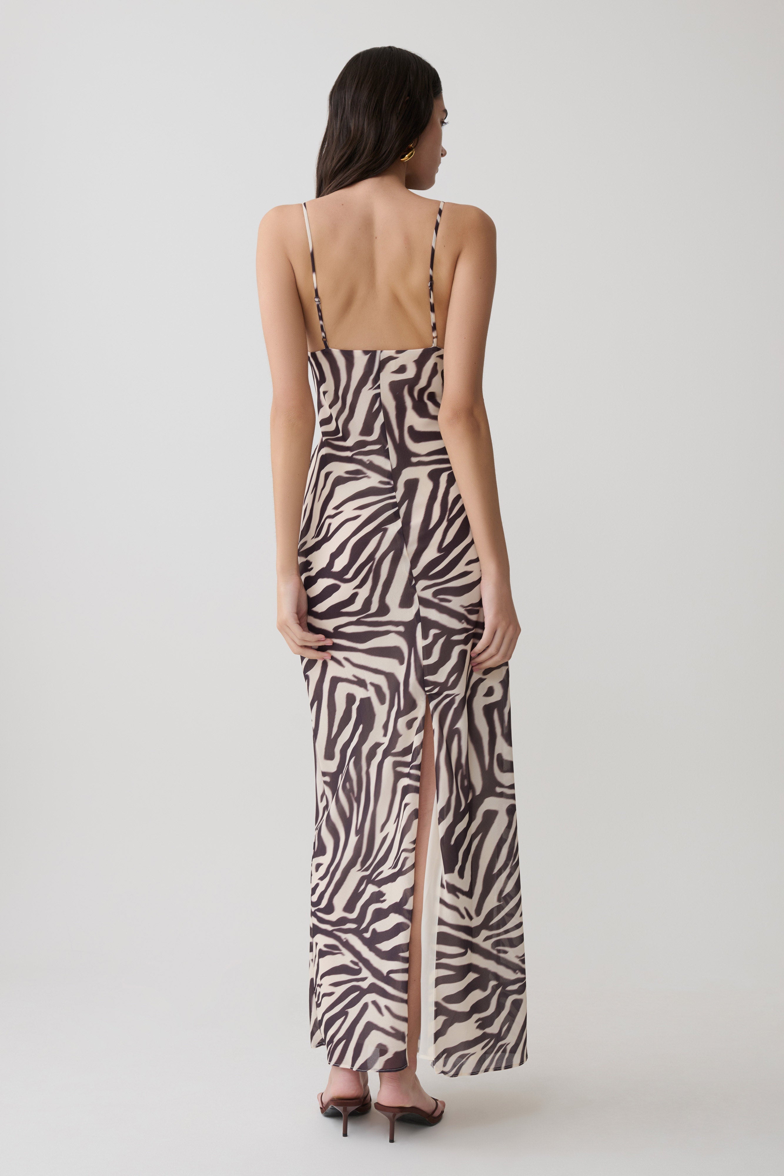 Angeline Lace And Chiffon Maxi Dress - Abstract Zebra Print