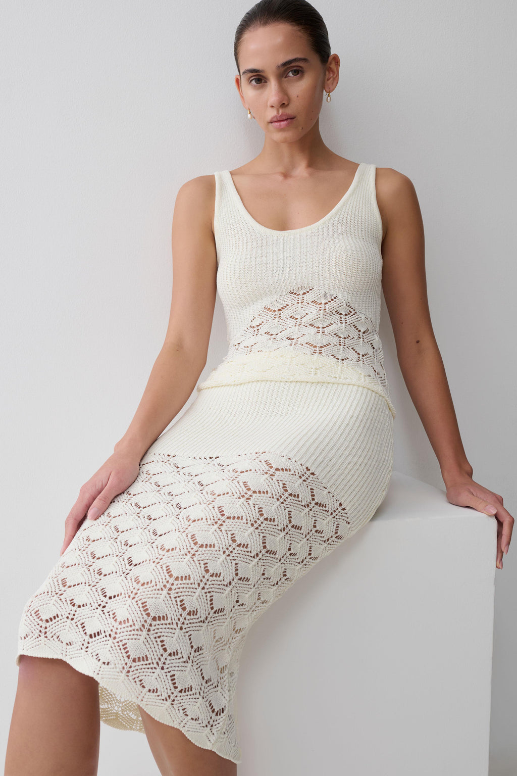 Atlantis Crochet Knit Top - White