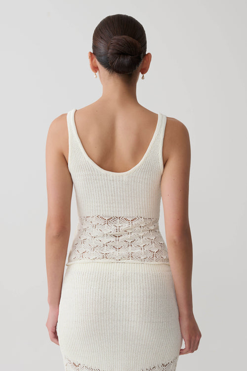 Atlantis Crochet Knit Top - White