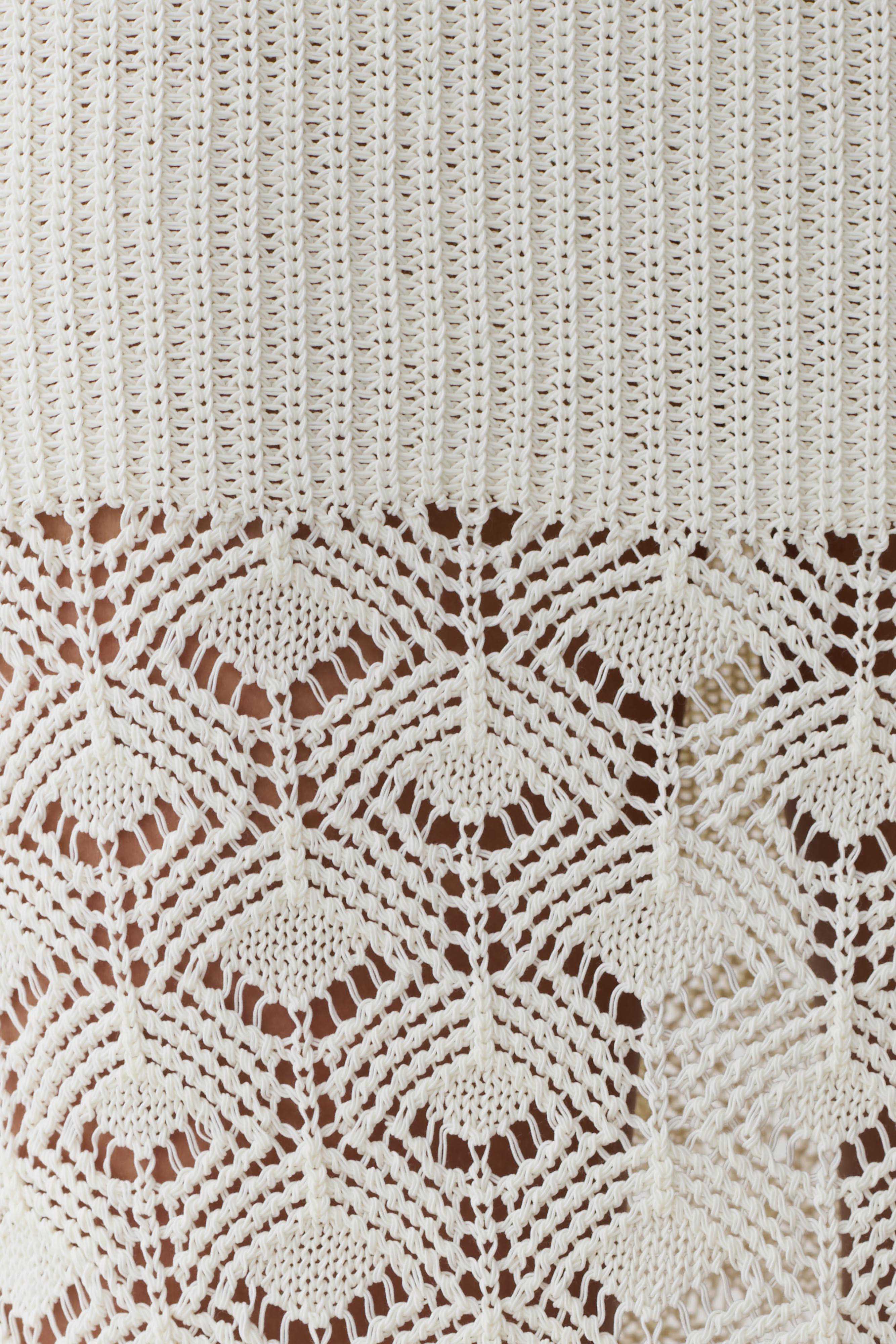Atlantis Crochet Knit Midi Skirt - White