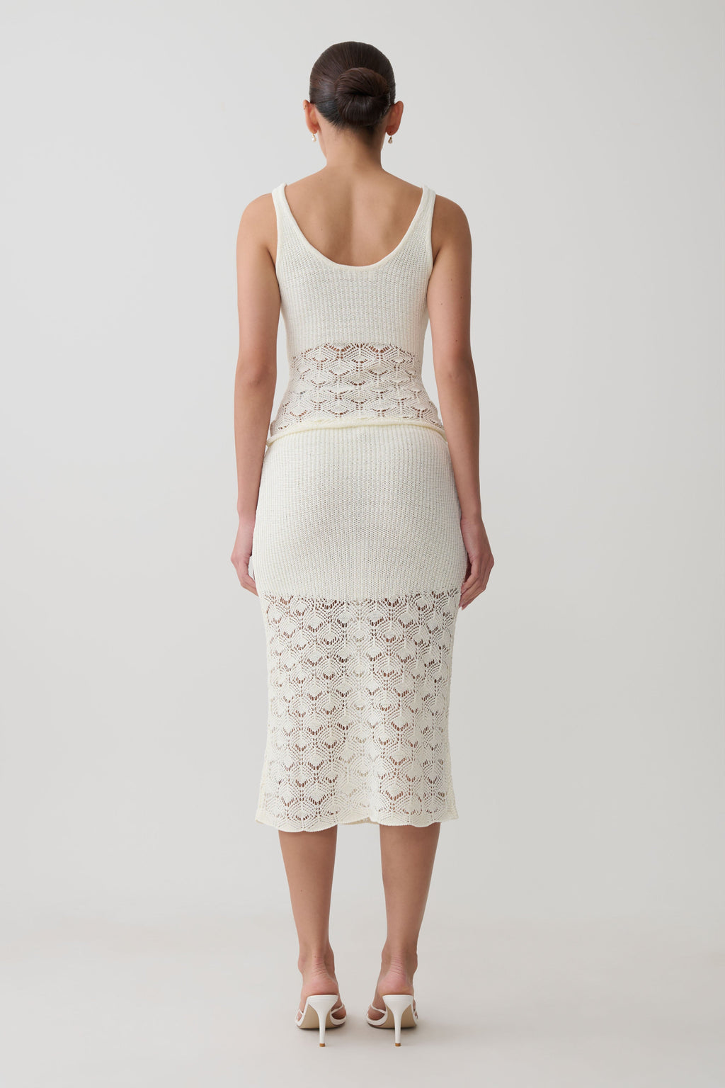Atlantis Crochet Knit Midi Skirt - White
