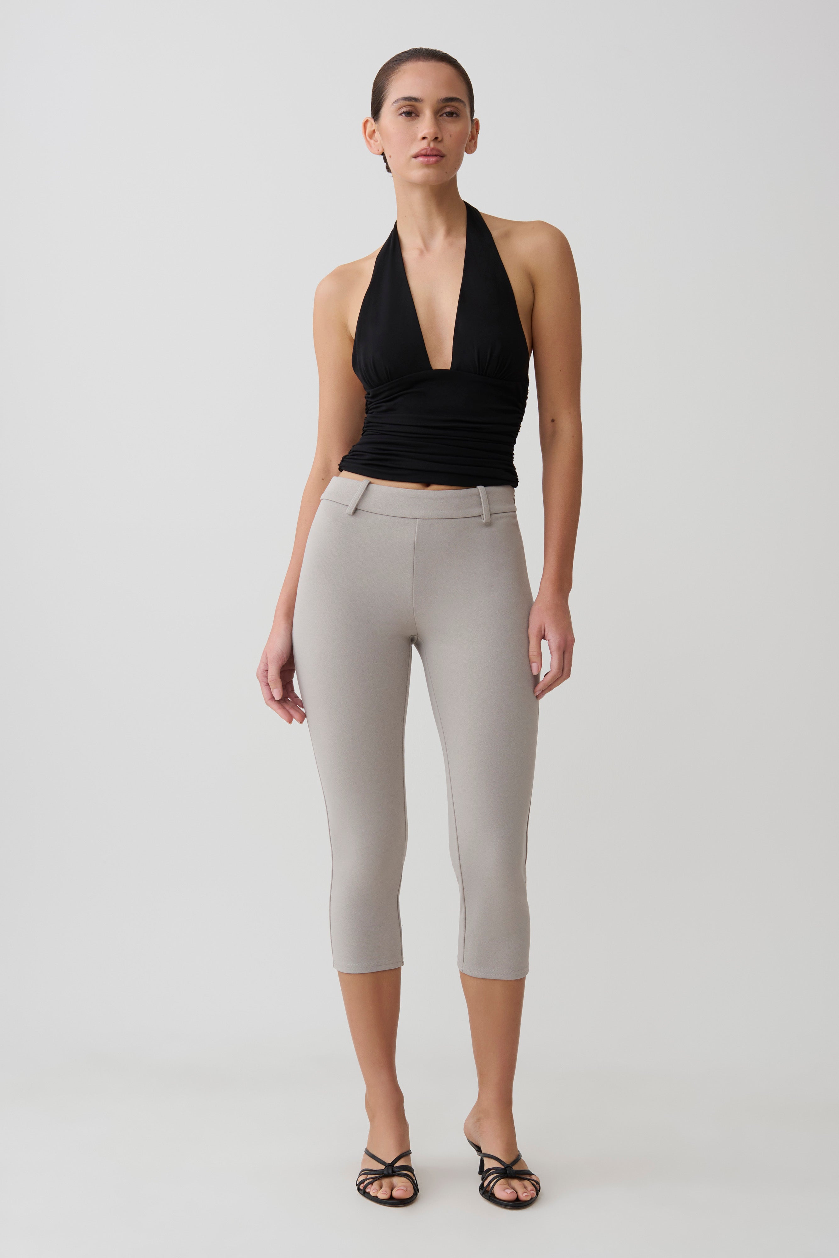 Blanca Stretch Crepe Capri Pants - Grey