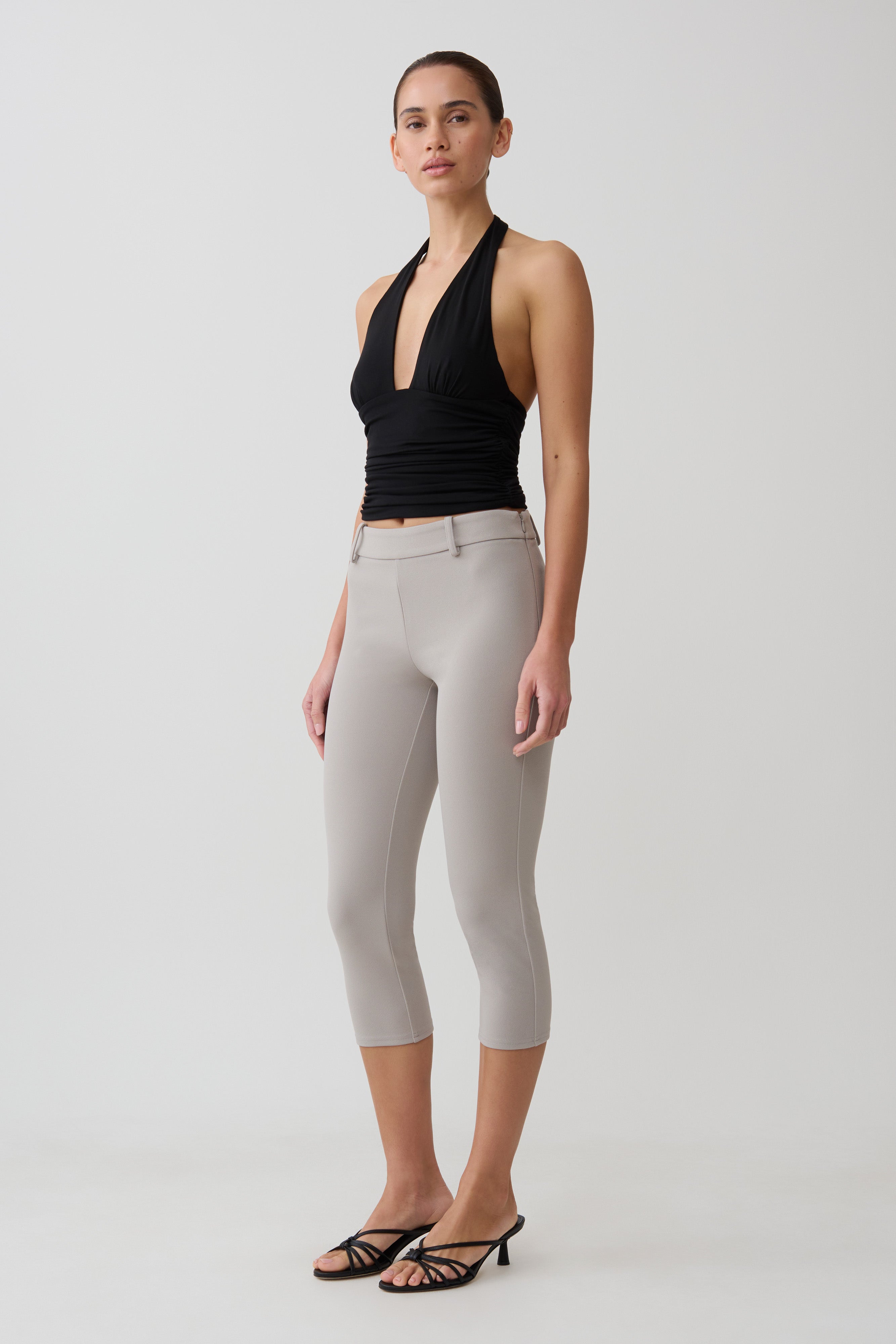 Blanca Stretch Crepe Capri Pants - Grey