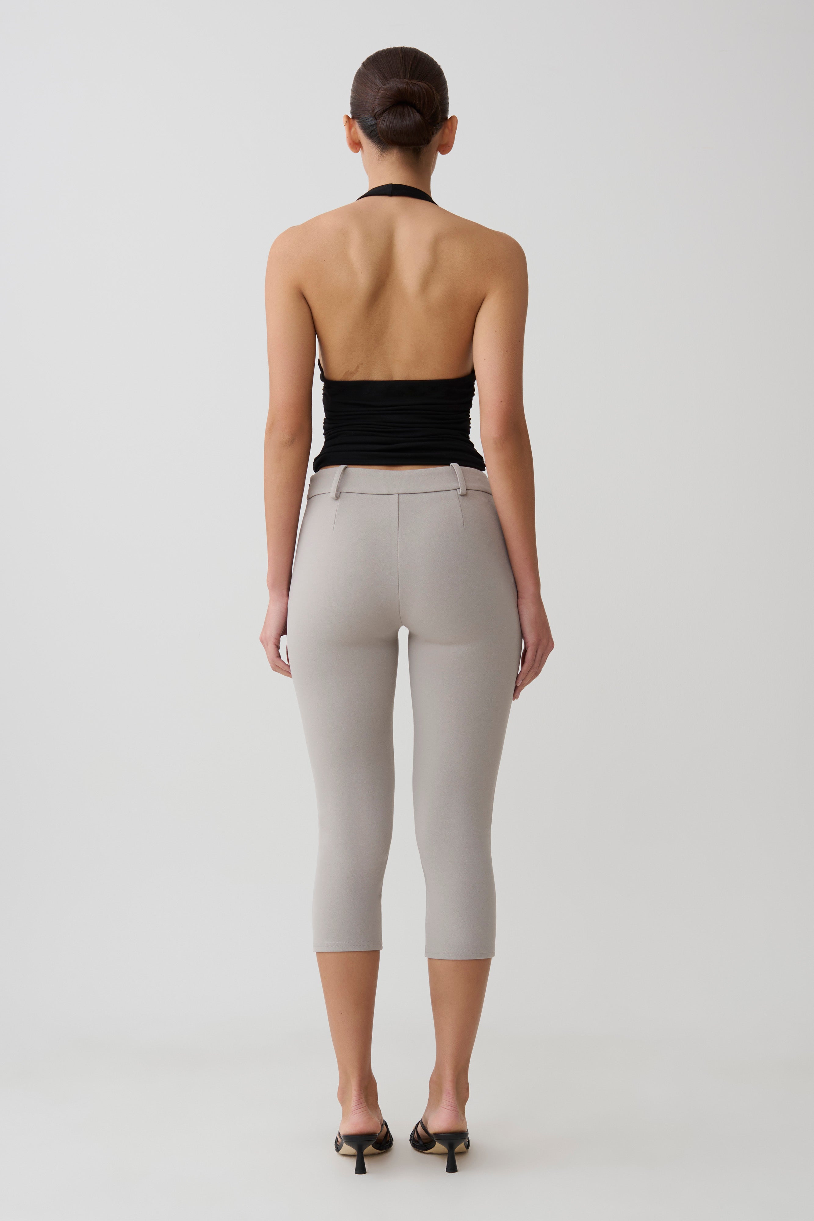 Blanca Stretch Crepe Capri Pants - Grey
