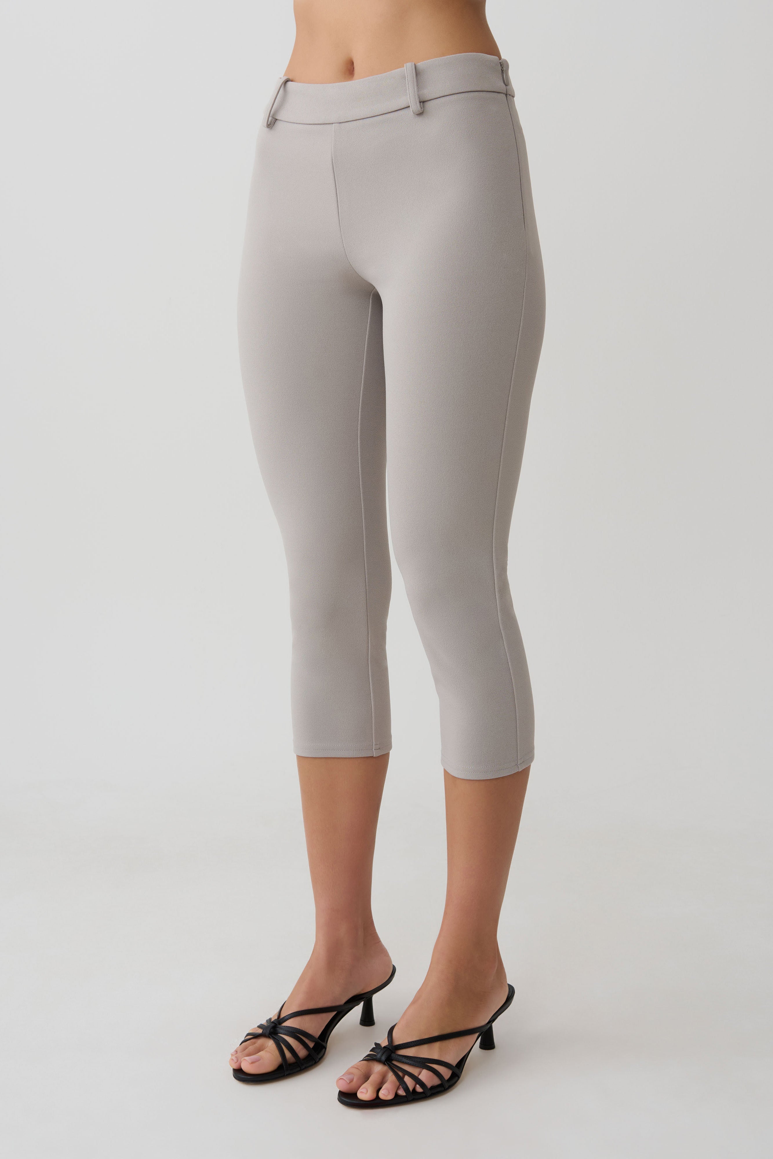 Blanca Stretch Crepe Capri Pants - Grey