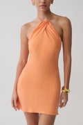 Maggie Cupro Halter Mini Dress - Orange