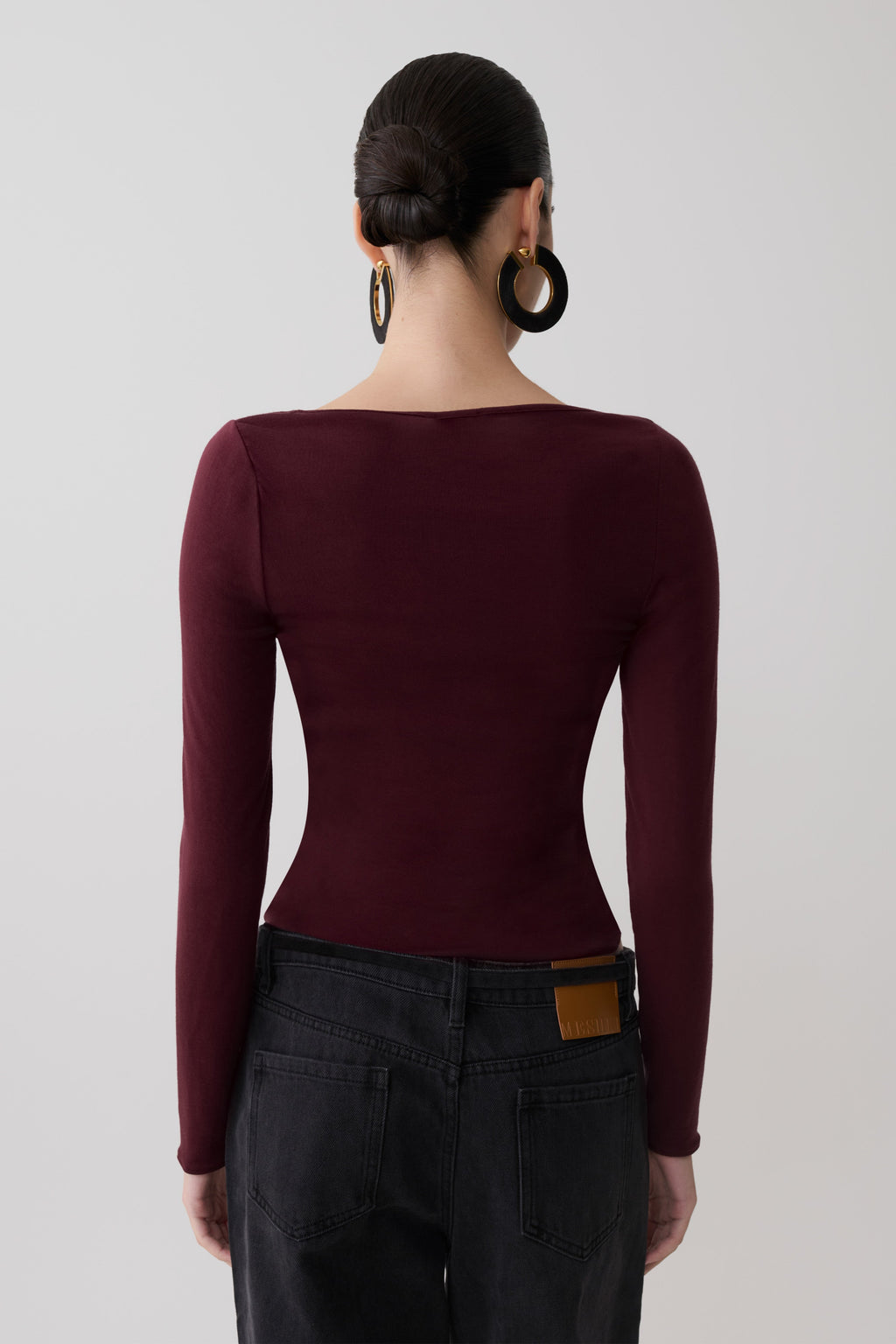 Coraline Long Sleeve Sheer Top - Burgundy
