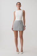 Daisy Wrap Mini Skirt - Charcoal Marle