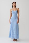Odette Floral Lace Midi Dress - Pale Blue