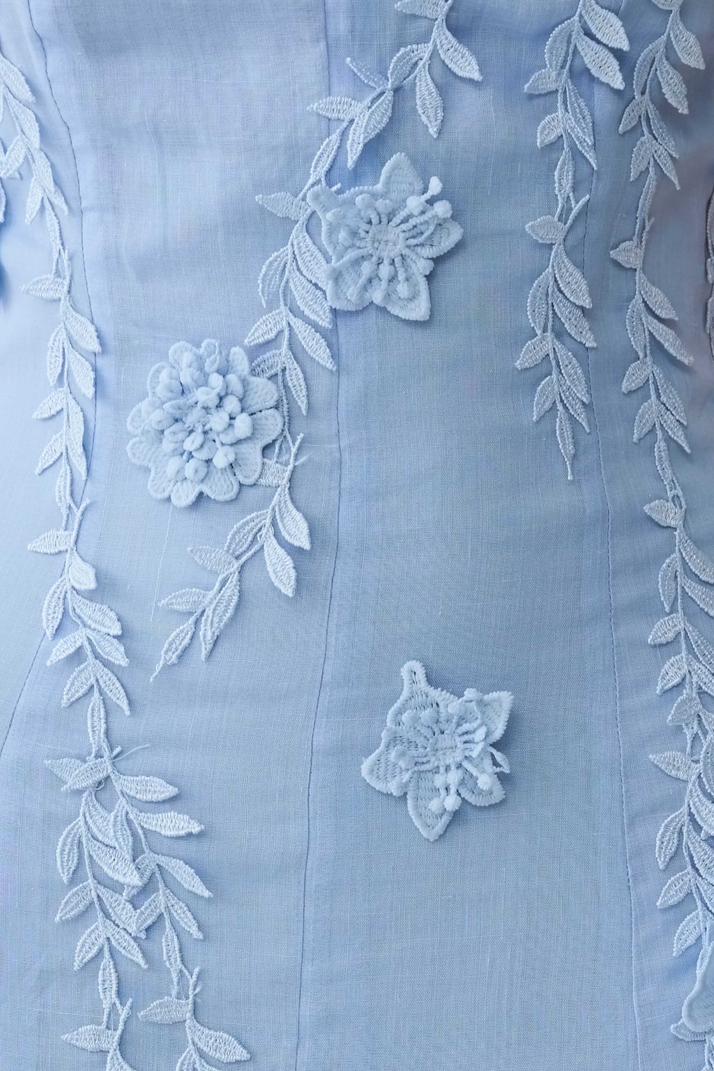Odette Floral Lace Midi Dress - Pale Blue
