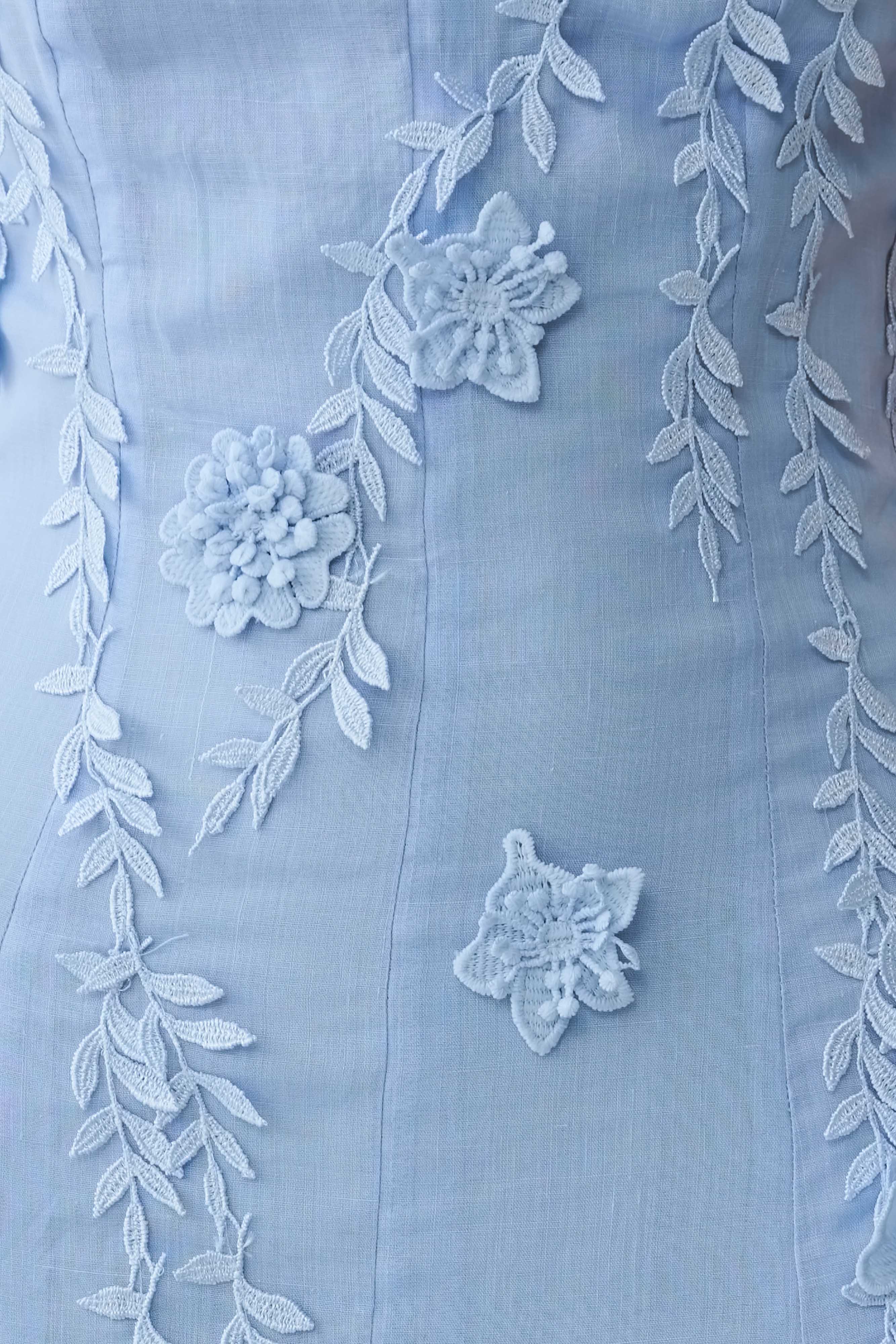 Odette Floral Lace Midi Dress - Pale Blue