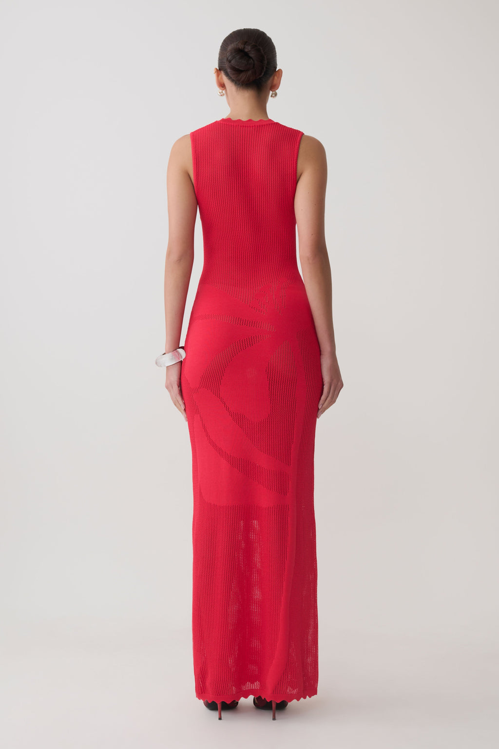 Pippa Floral Knit Maxi Dress - Pomegranate