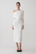 Corinna Modal One Shoulder Midi Dress - White