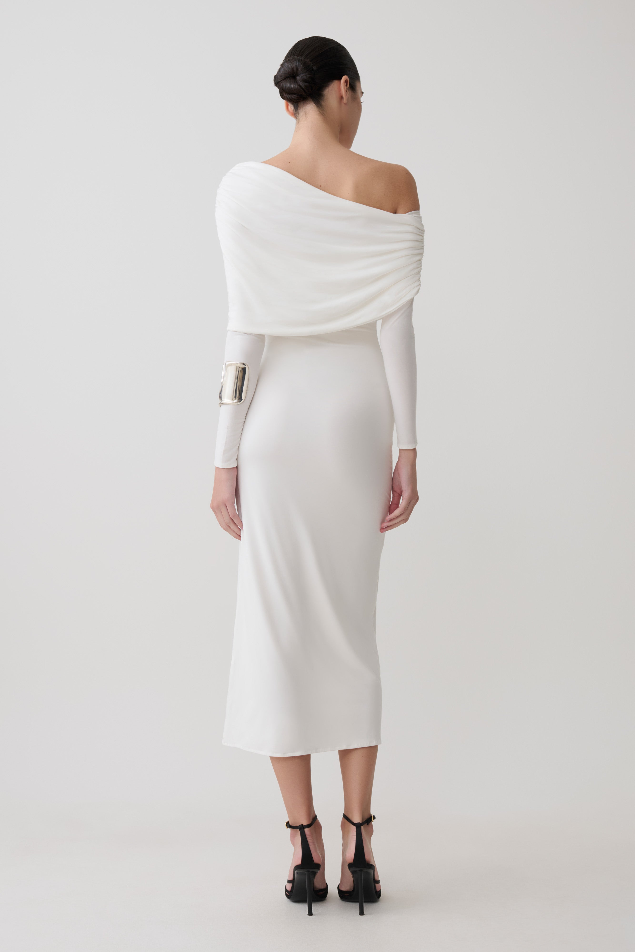 Corinna Modal One Shoulder Midi Dress - White