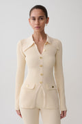 Suzie Ribbed Long Sleeve Longline Top - Ivory