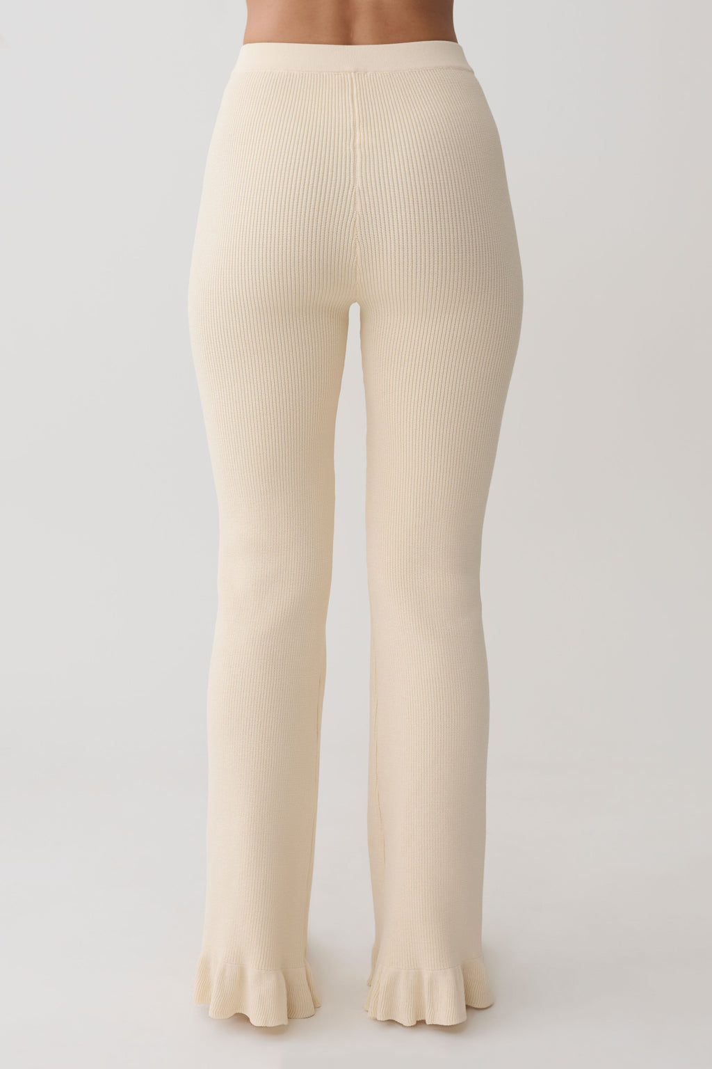 Suzie Ribbed Flared Pants - Ivory
