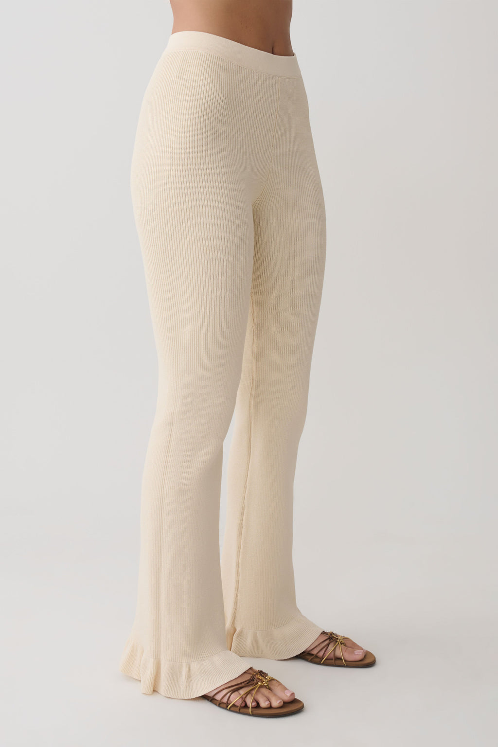 Suzie Ribbed Flared Pants - Ivory