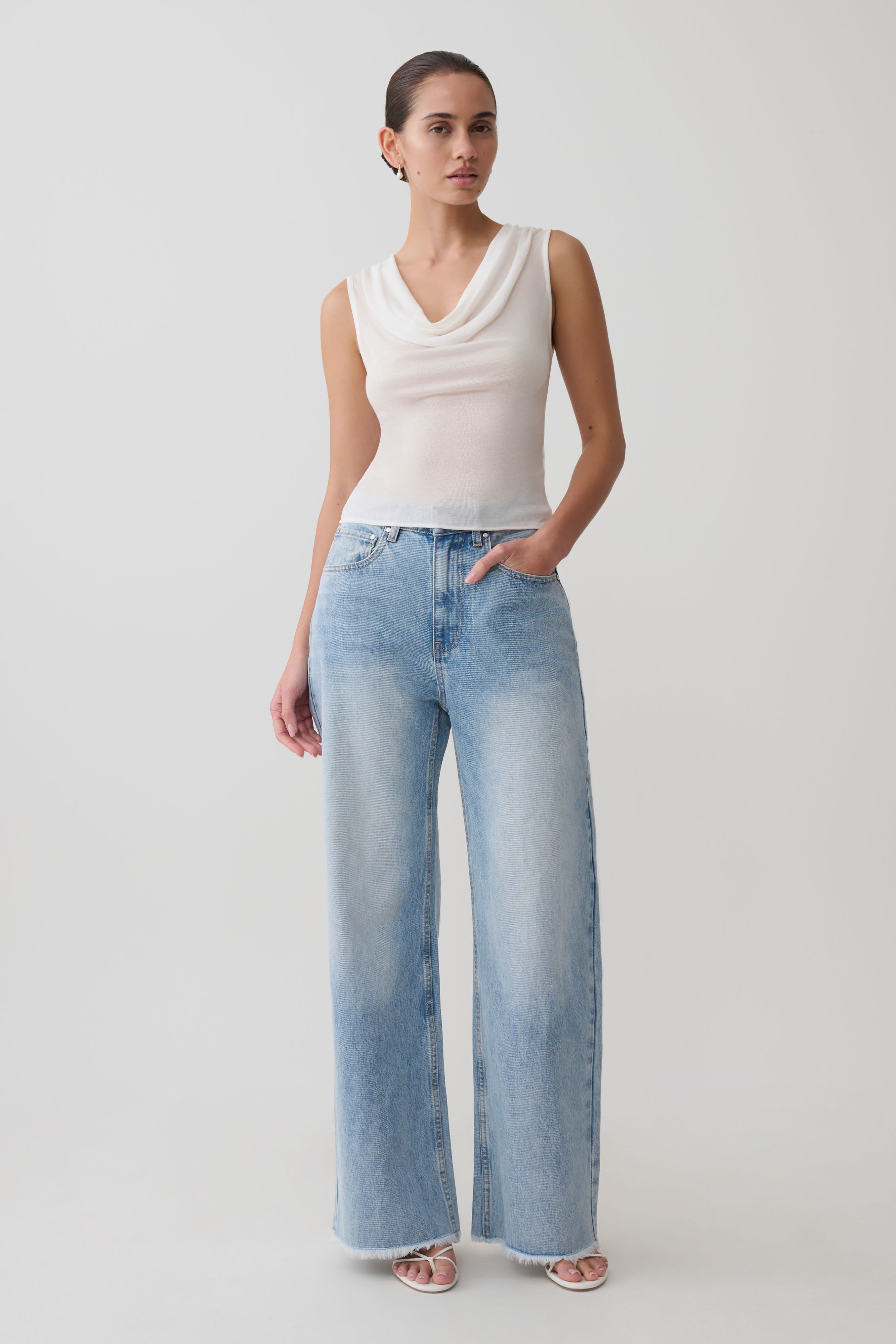Ciaran Sleeveless Sheer Top - Ivory