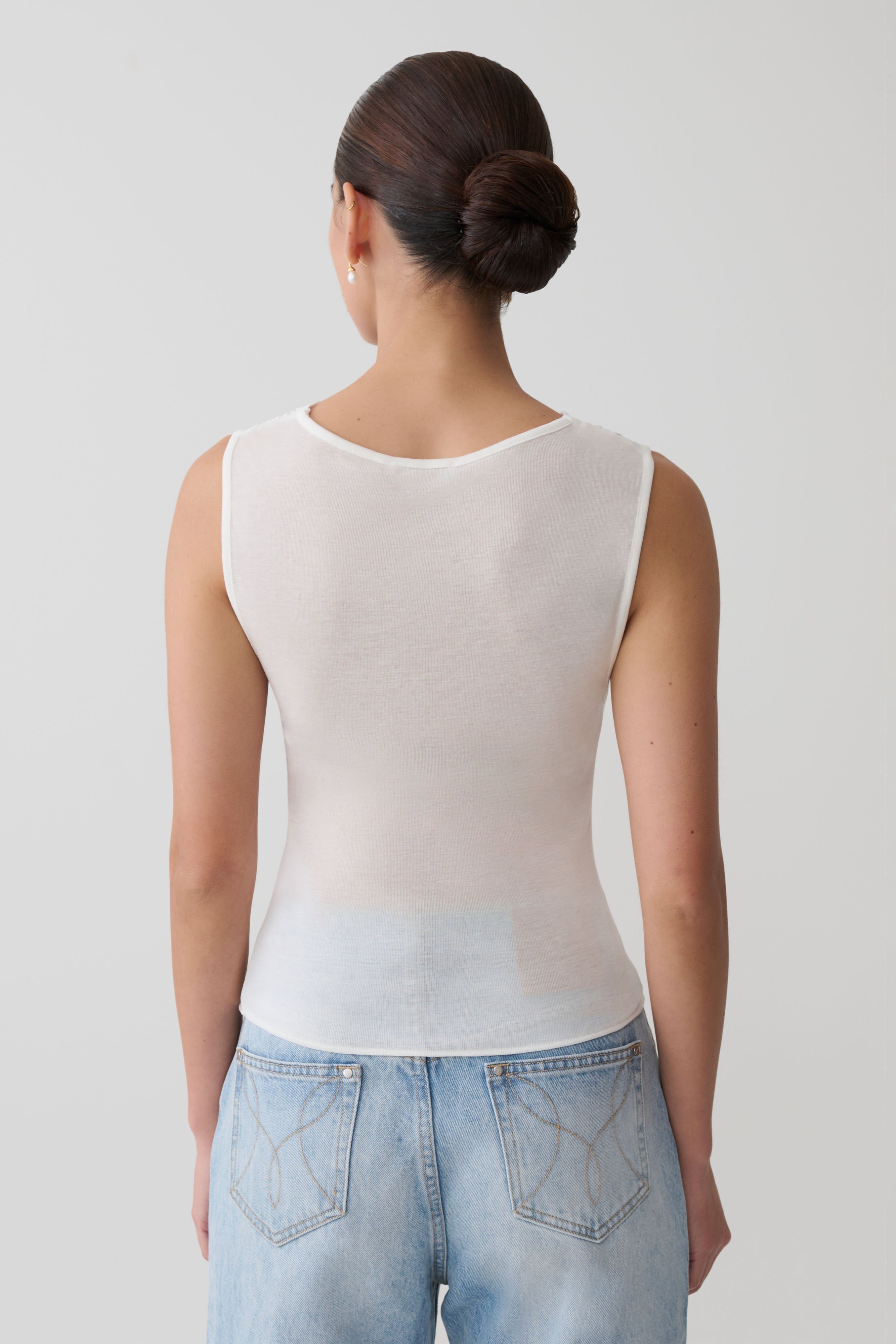 Ciaran Sleeveless Sheer Top - Ivory