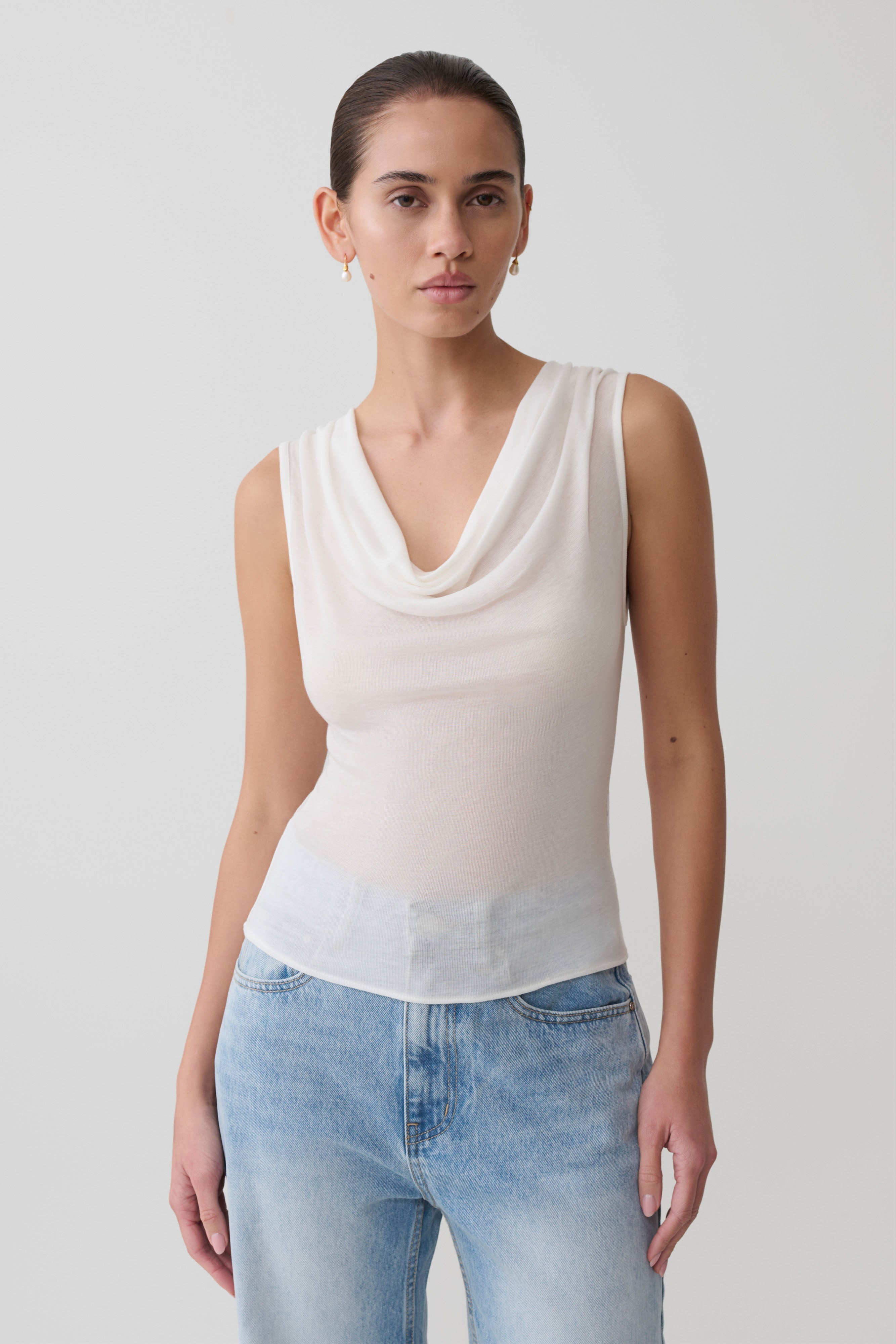 Ciaran Sleeveless Sheer Top - Ivory