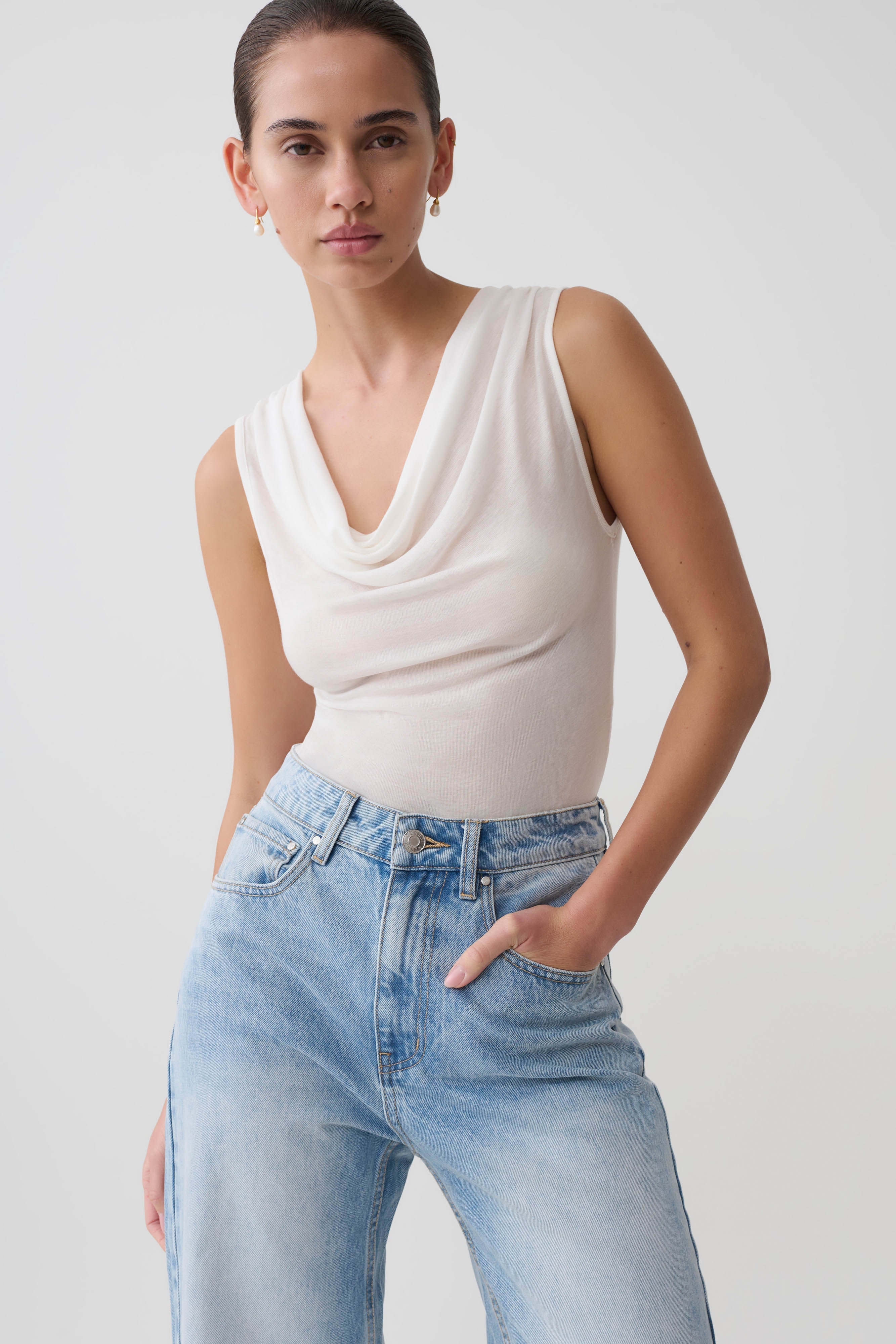 Ciaran Sleeveless Sheer Top - Ivory