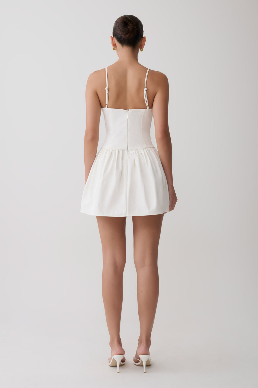 Emary Applique Denim Bustier Mini Dress - White