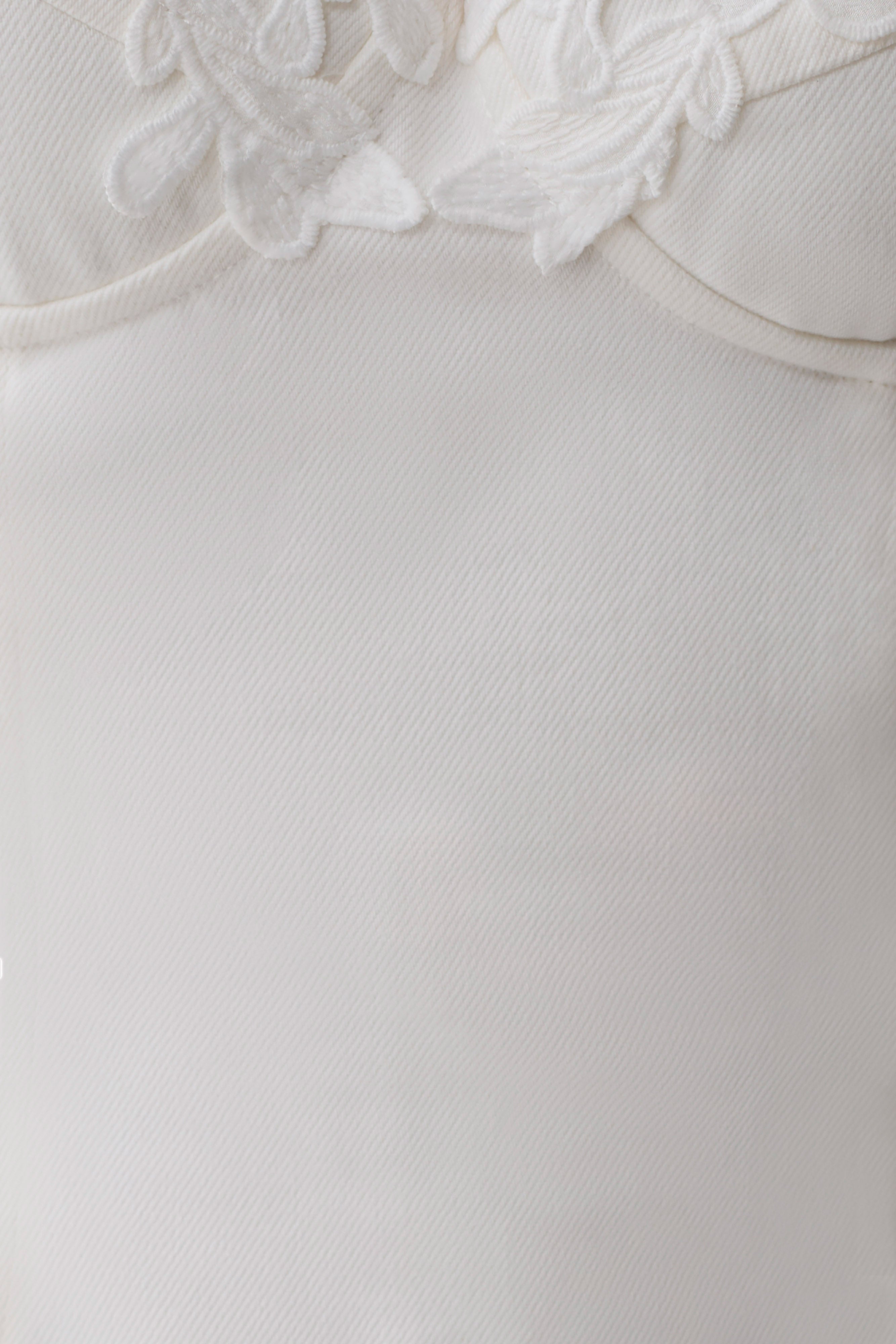 Emary Applique Denim Bustier Mini Dress - White