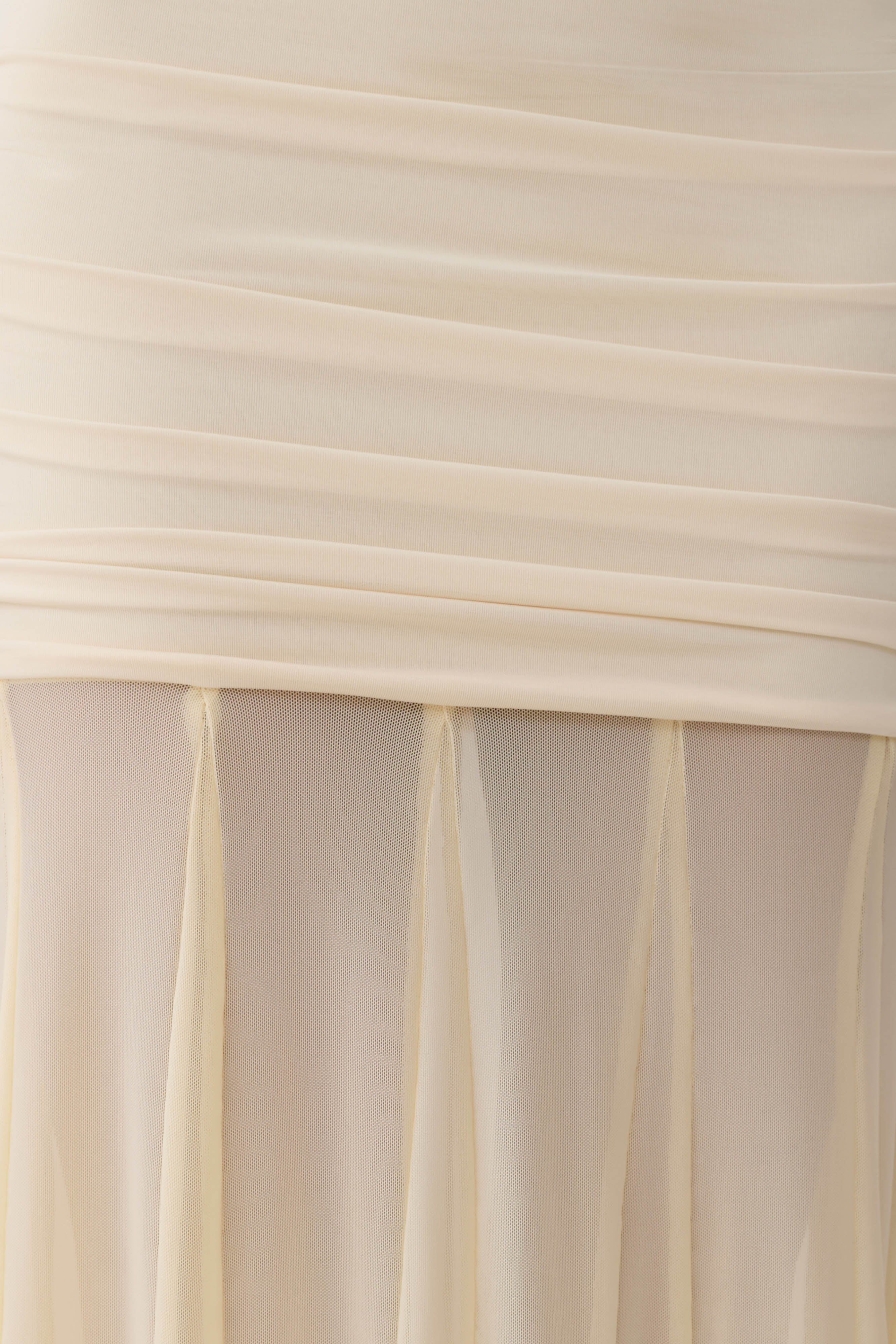 Jorja Draped Halter Slinky Maxi Dress - Ivory