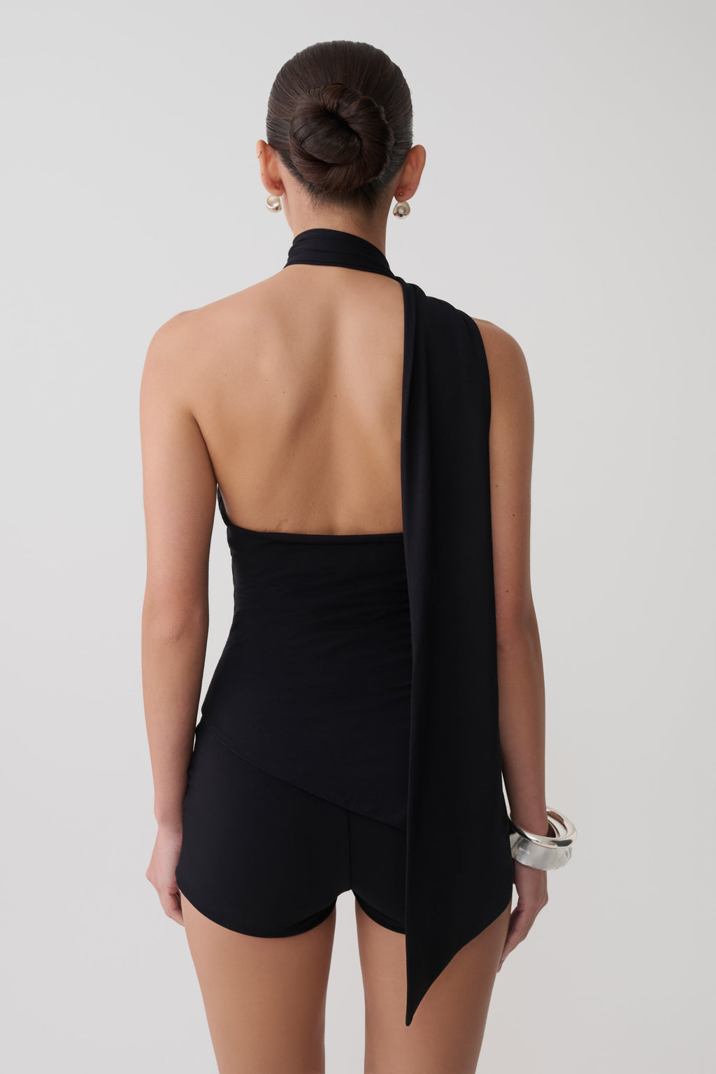 Jemma One Shoulder Tie Top - Black