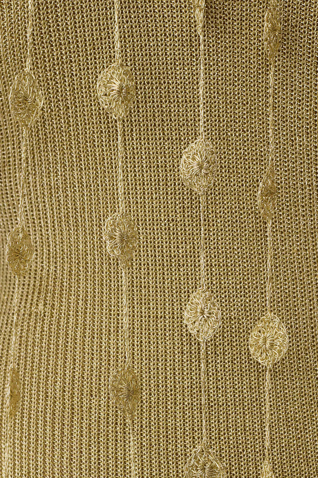 Shami Lurex Maxi Dress With Flowers - Gold